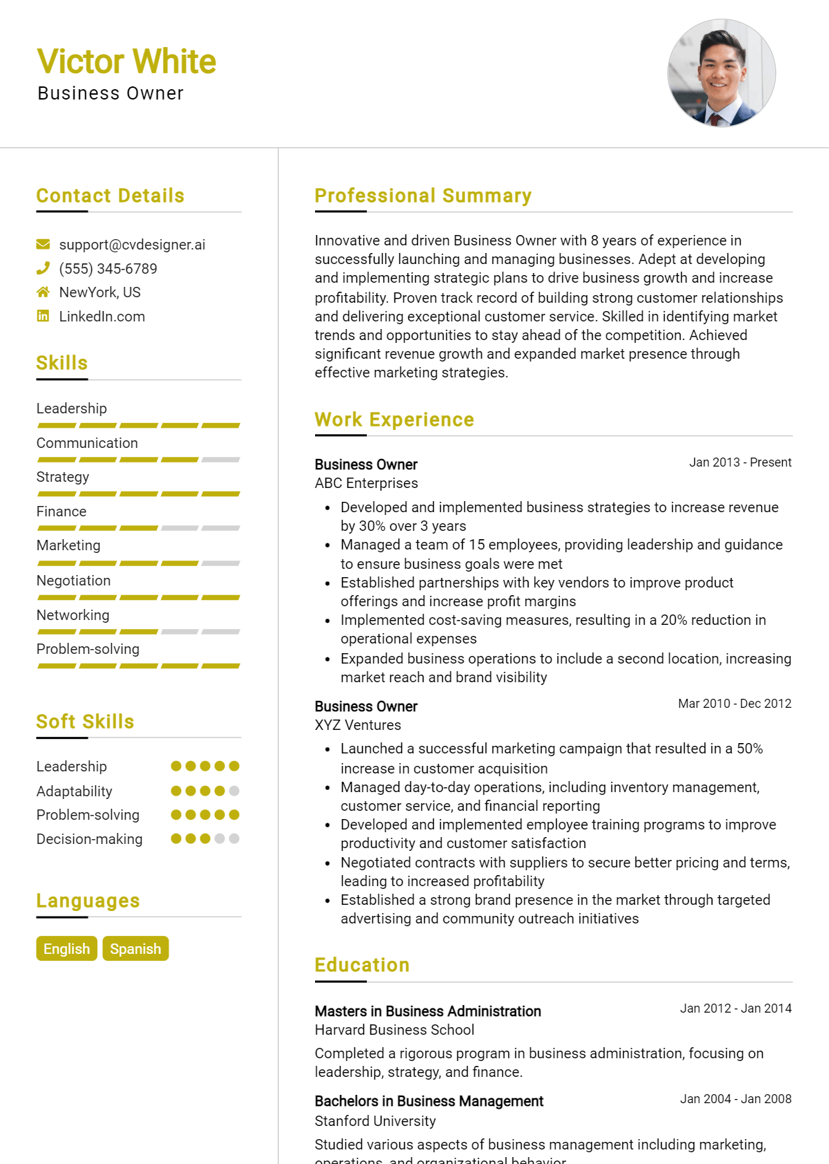Business Owner Resume Example for 2026: Downloadable Templates Preview