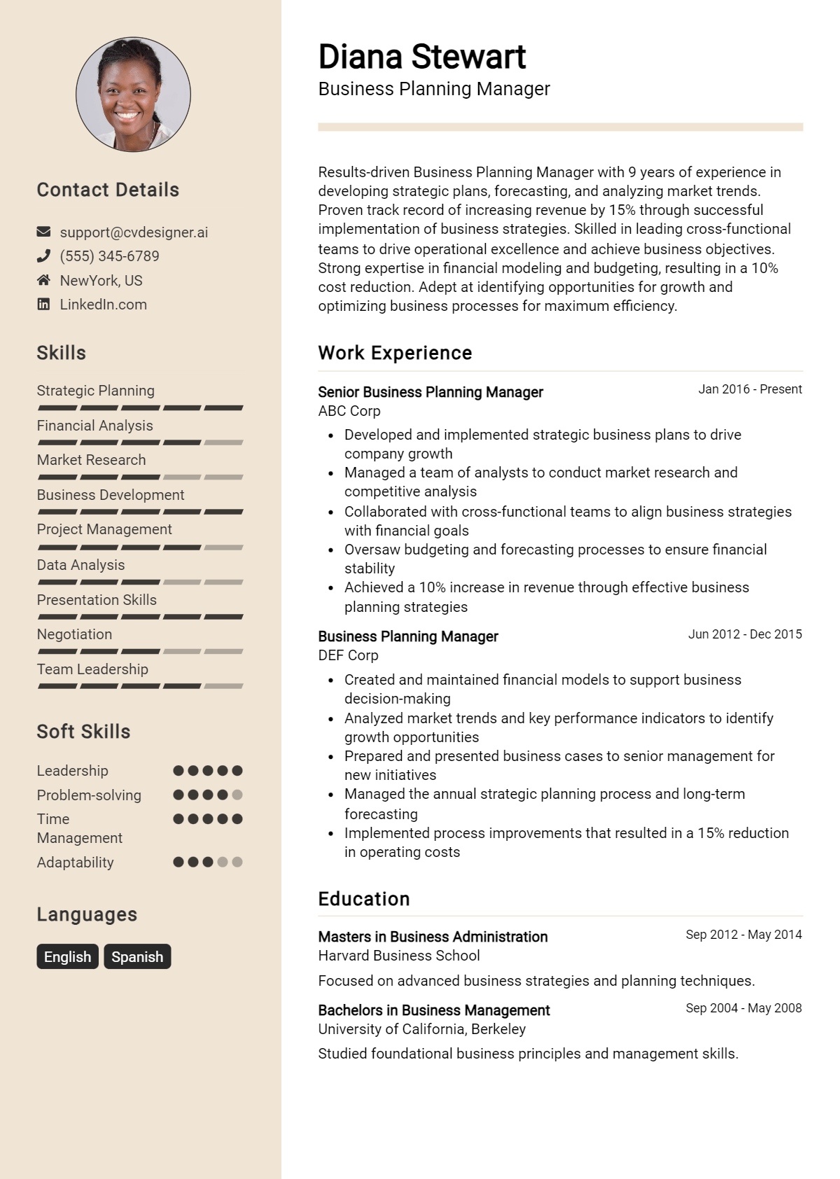 Business Planning Manager Resume Example for 2026: Ultimate Guide Preview