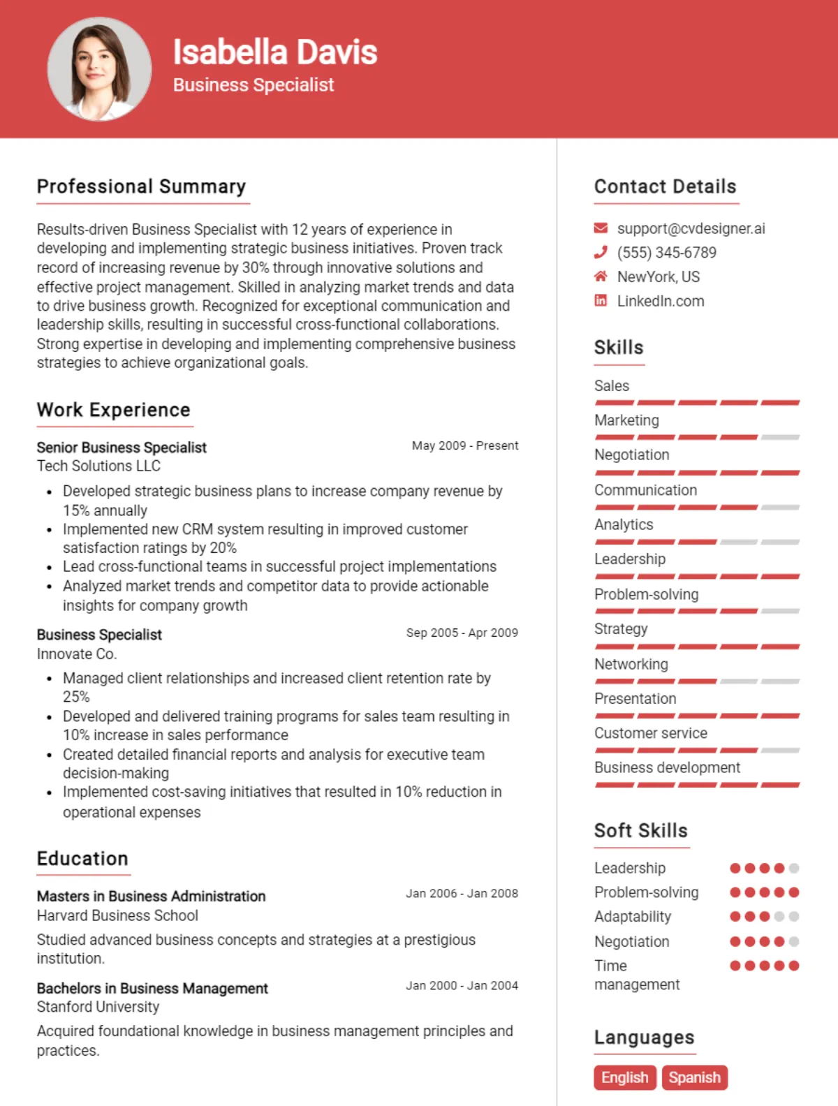 Business Specialist CV Example For 2026: Expert Tips & Templates Preview