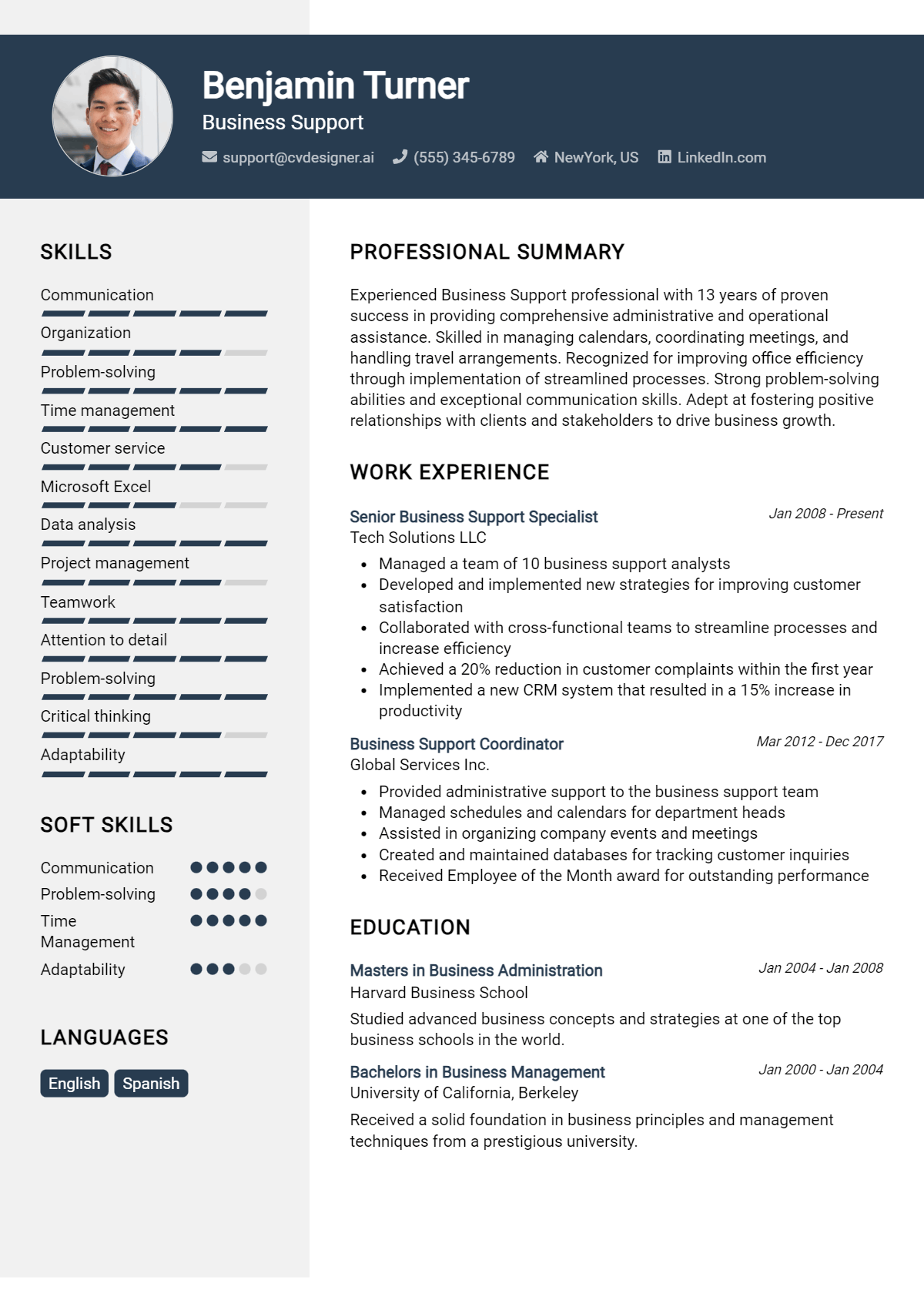 Business Support Resume Example for 2026: Free Professional Templates Preview