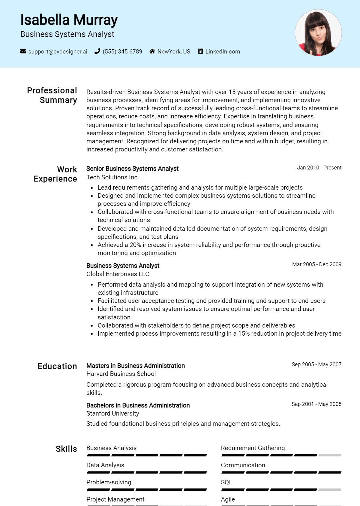 Business Systems Analyst Resume Example for 2026: Resume Guide Preview