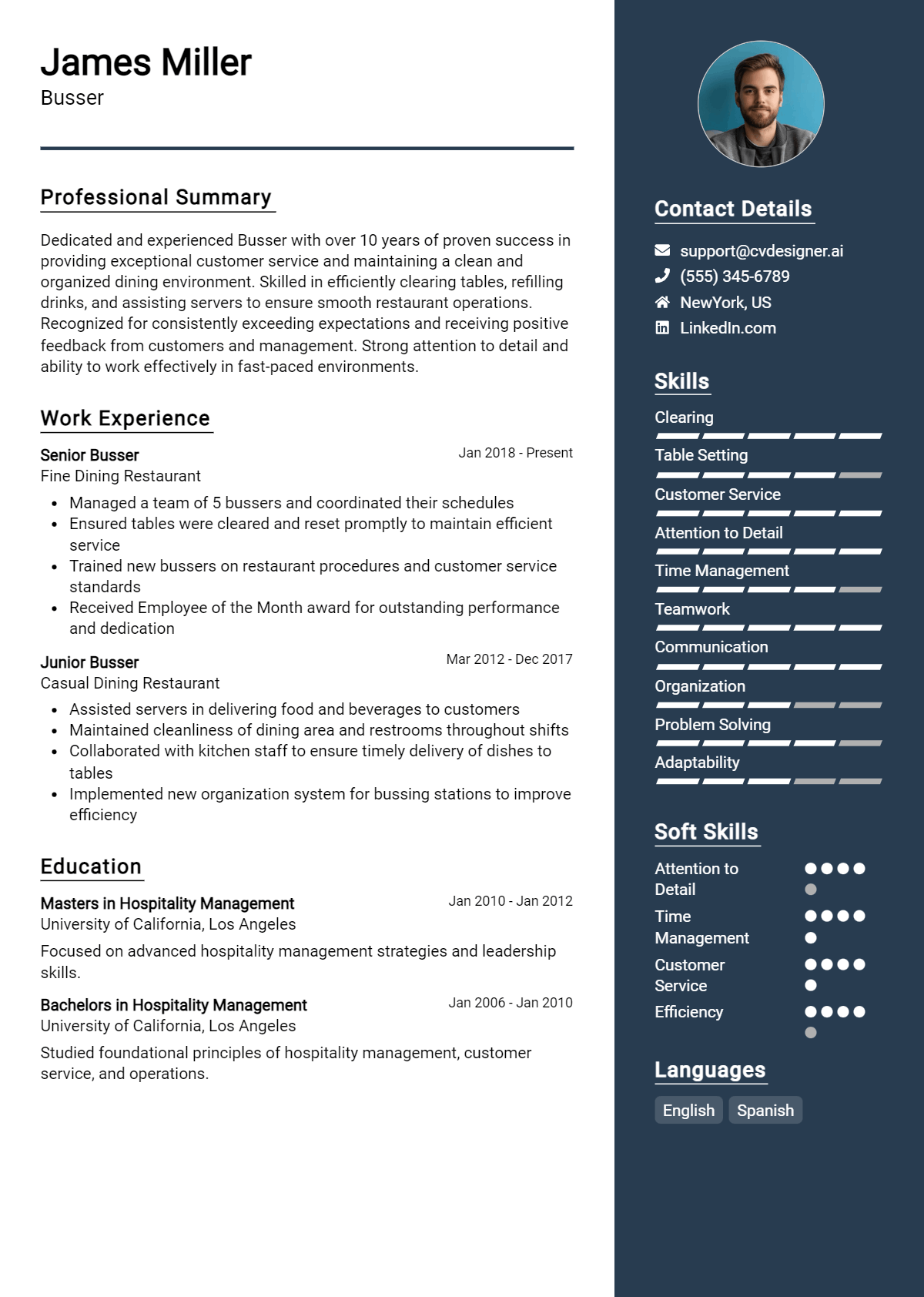Busser Resume Example for 2026: Tips to Stand Out Preview
