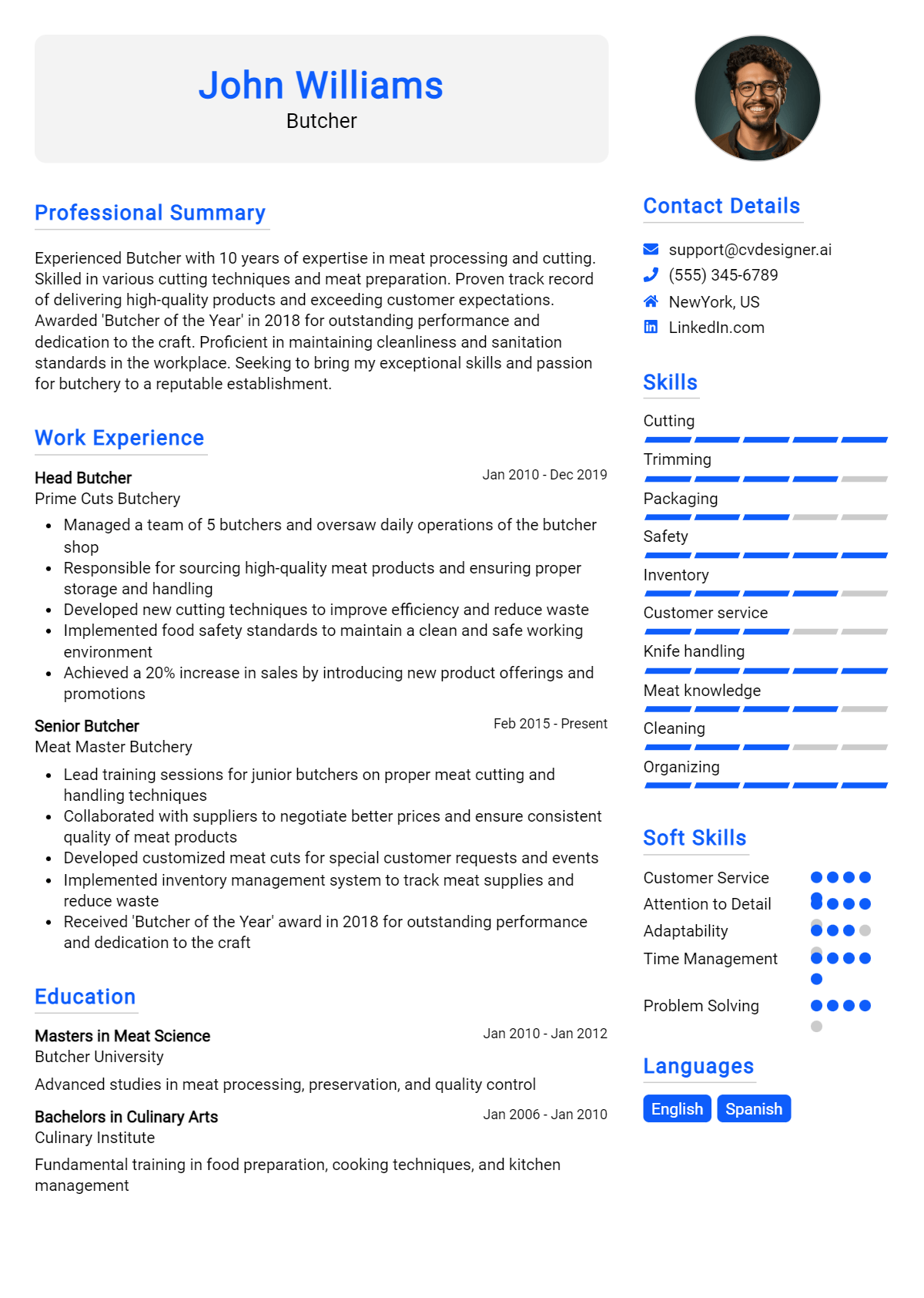 Butcher Resume Example for 2026: Strategies & Templates Preview