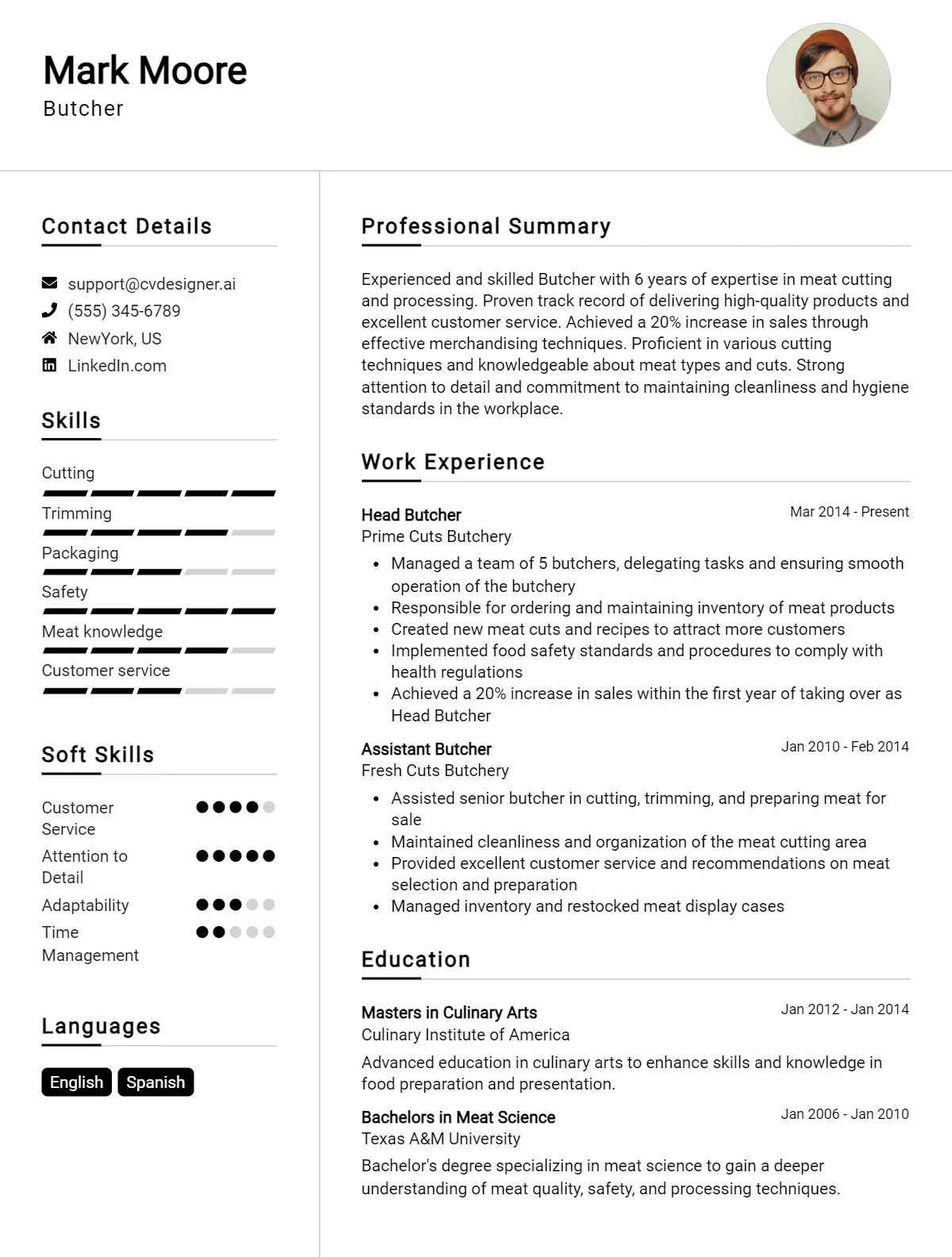 Butcher CV Example For 2026: Effective CV Writing Tips Preview