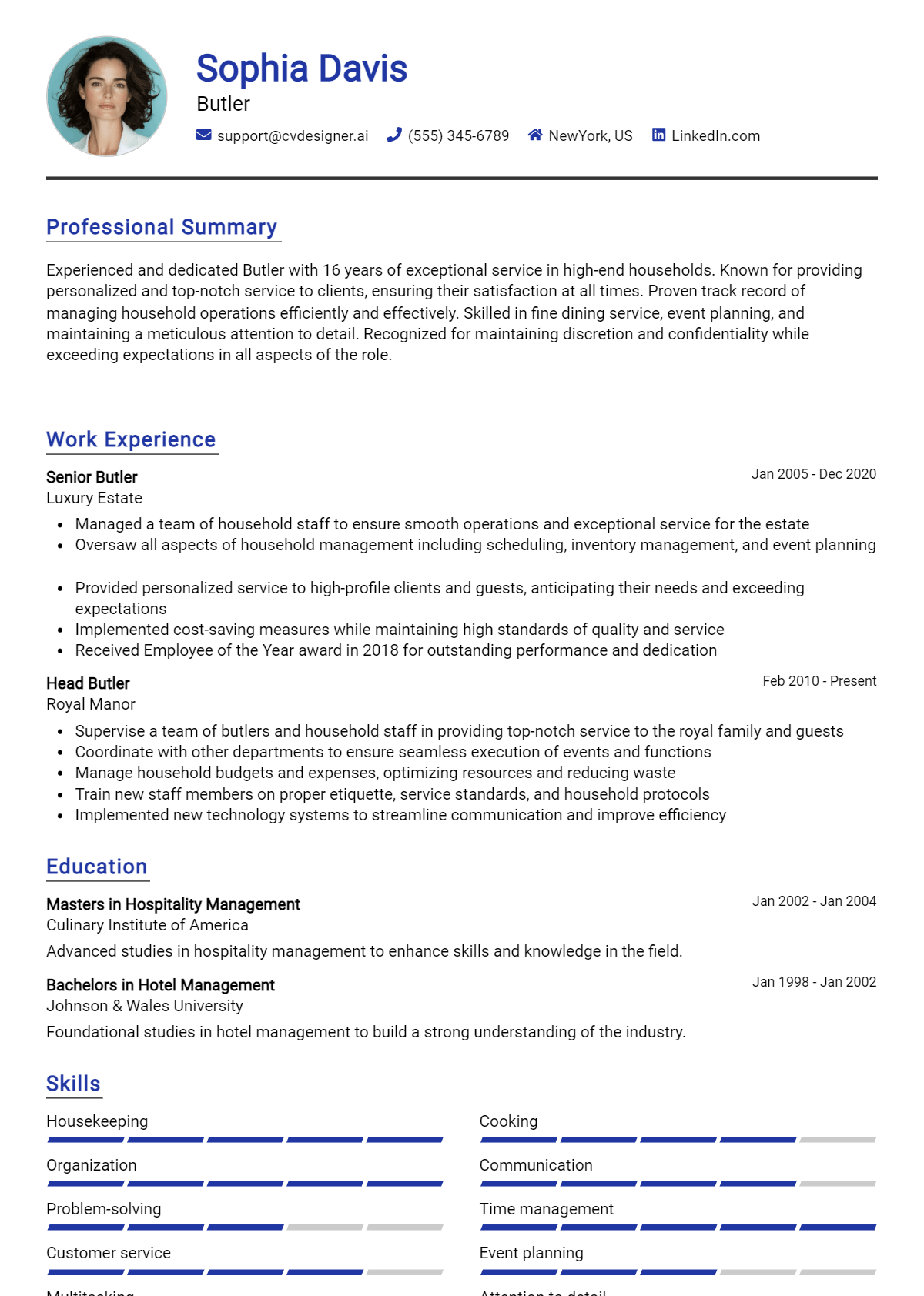 Butler Resume Example for 2026: Strategies & Templates Preview