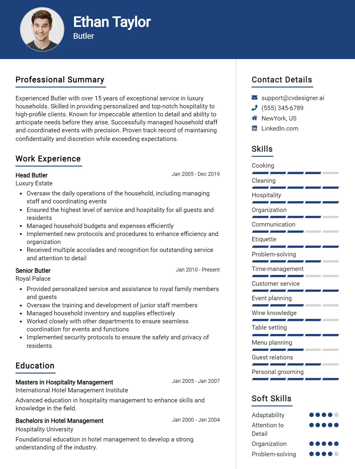 Butler CV Example For 2026: Examples & Free Templates Preview
