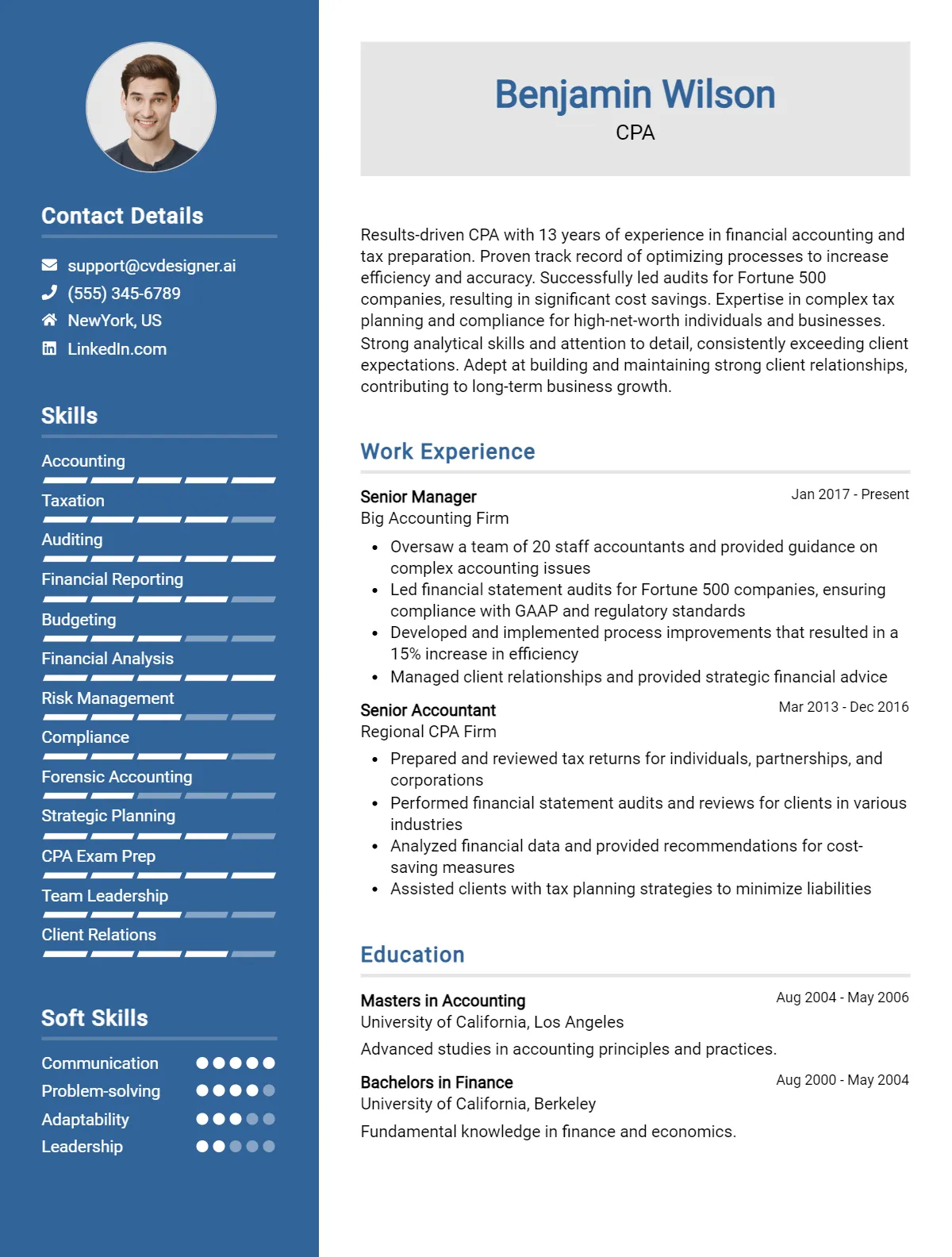 CPA CV Example & Templates for 2026 Preview