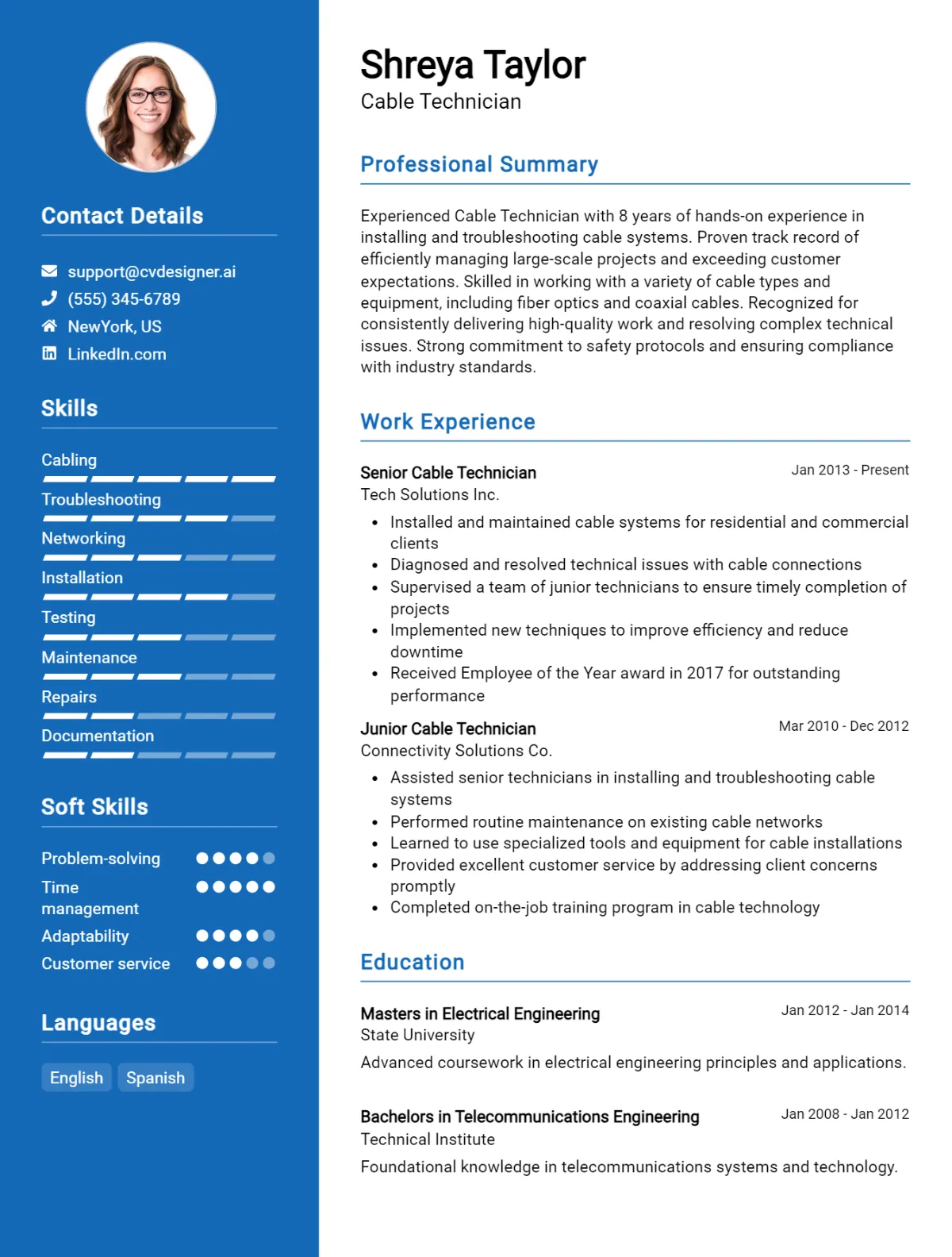 Cable Technician CV Example For 2026: Top Tips & Samples Preview