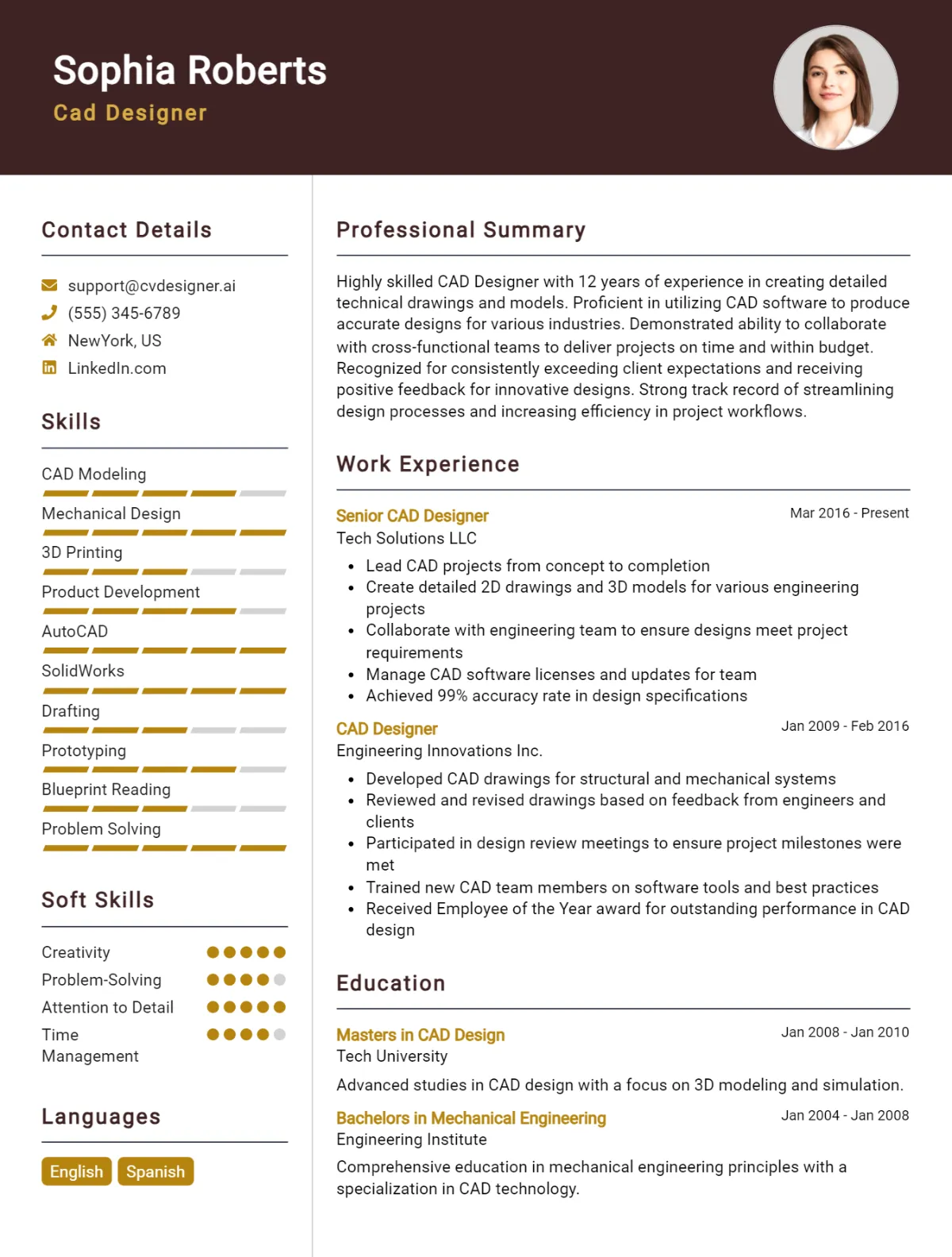 Cad Designer CV Example For 2026: Top Tips & Samples Preview
