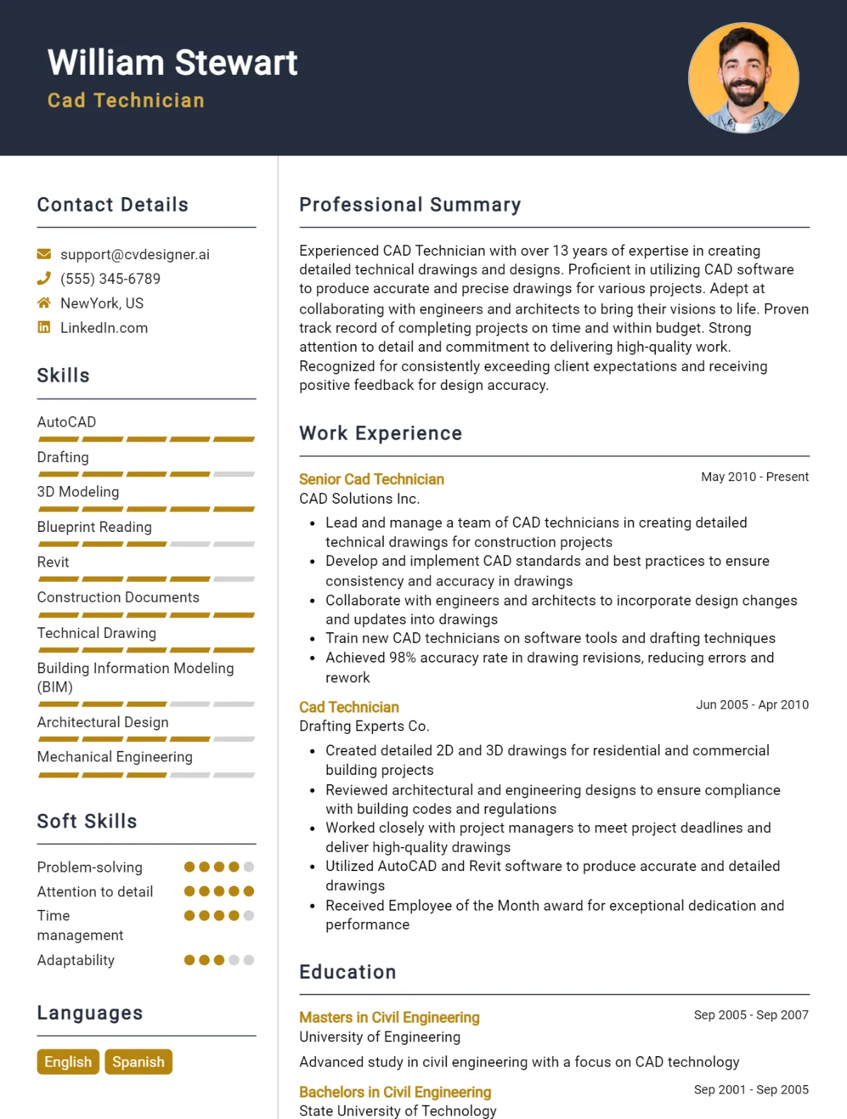 Cad Technician CV Example For 2026: Top Tips & Samples Preview