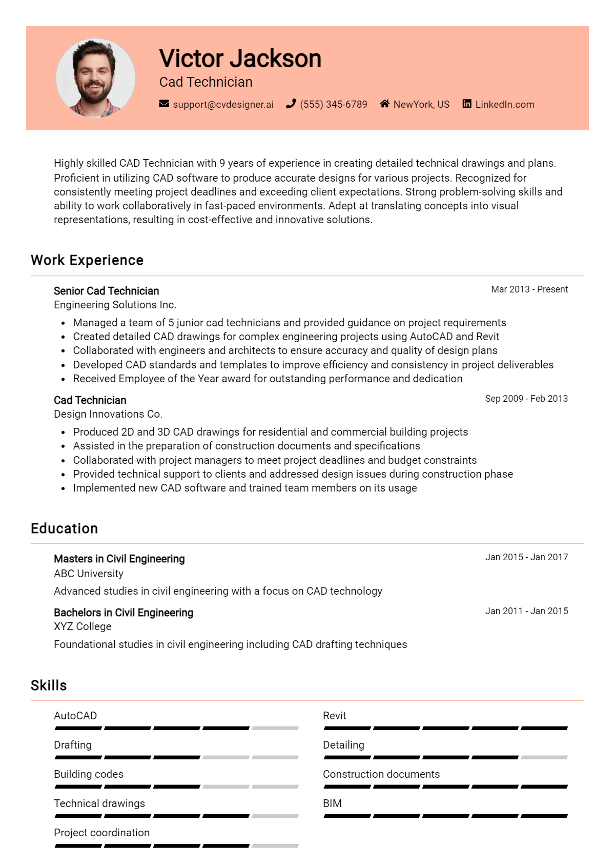 9 CAD Technician Resume Examples And Templates for 2026 Preview
