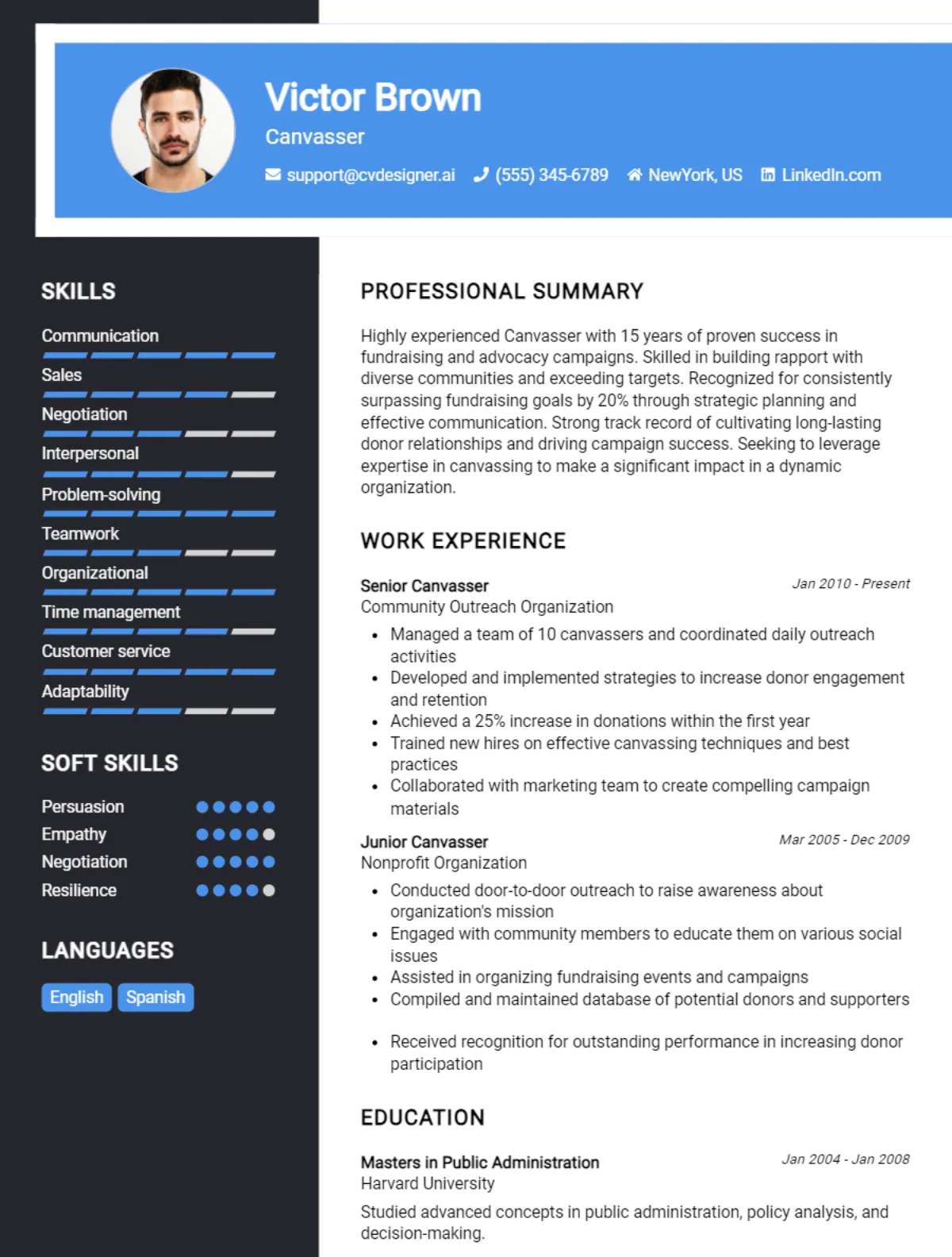 Canvasser CV Example For 2026: Proven Tips & Templates Preview
