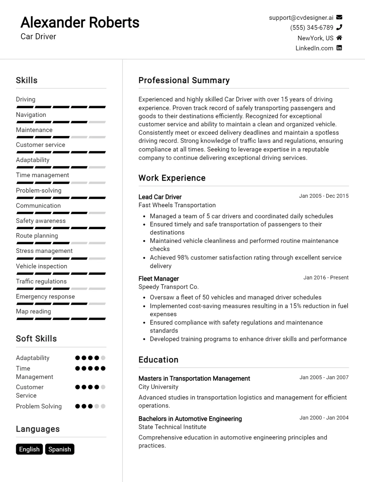 Car Driver CV Example For 2026: Strategies & Templates Preview