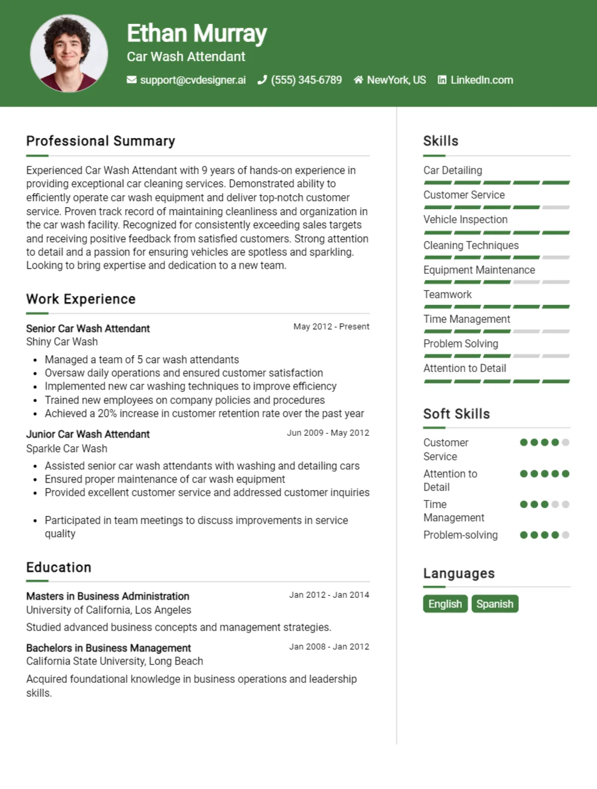 Car Wash Attendant CV Example For 2026: How to Create a Professional CV Preview