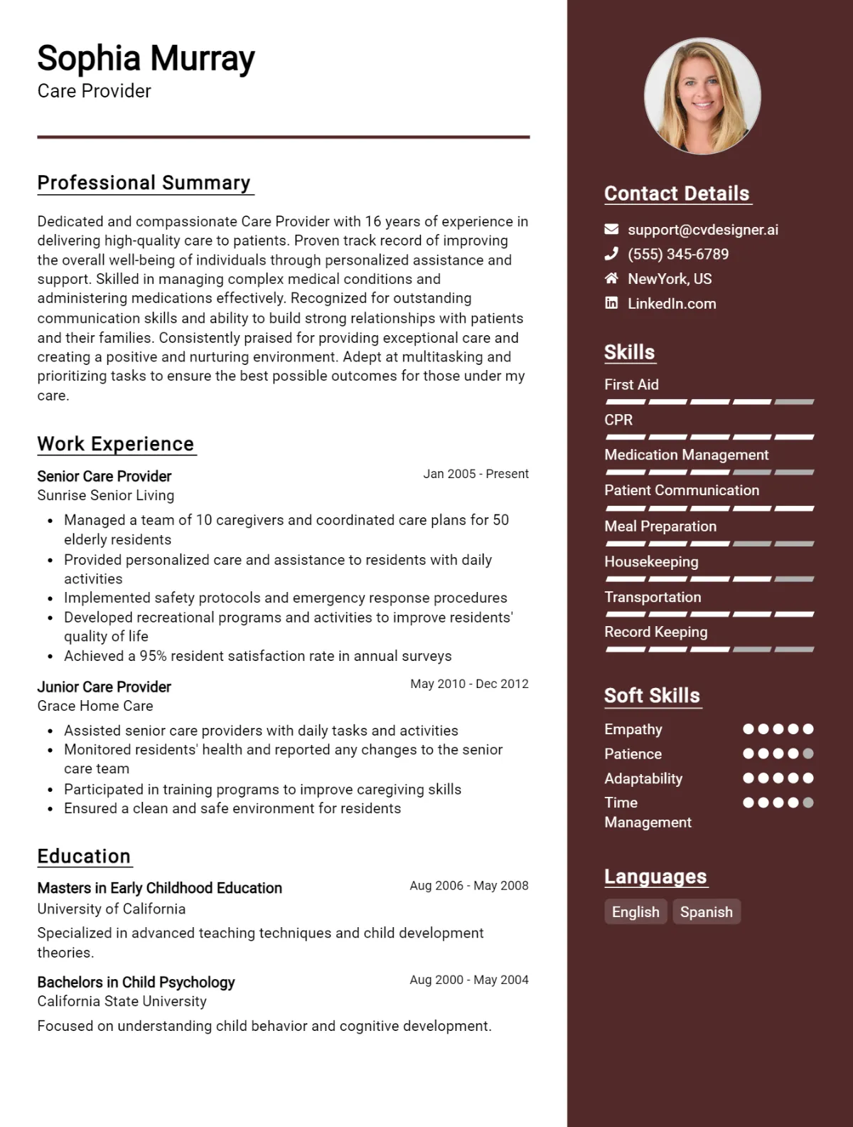 Care Provider CV Example For 2026: Ultimate Guide Preview