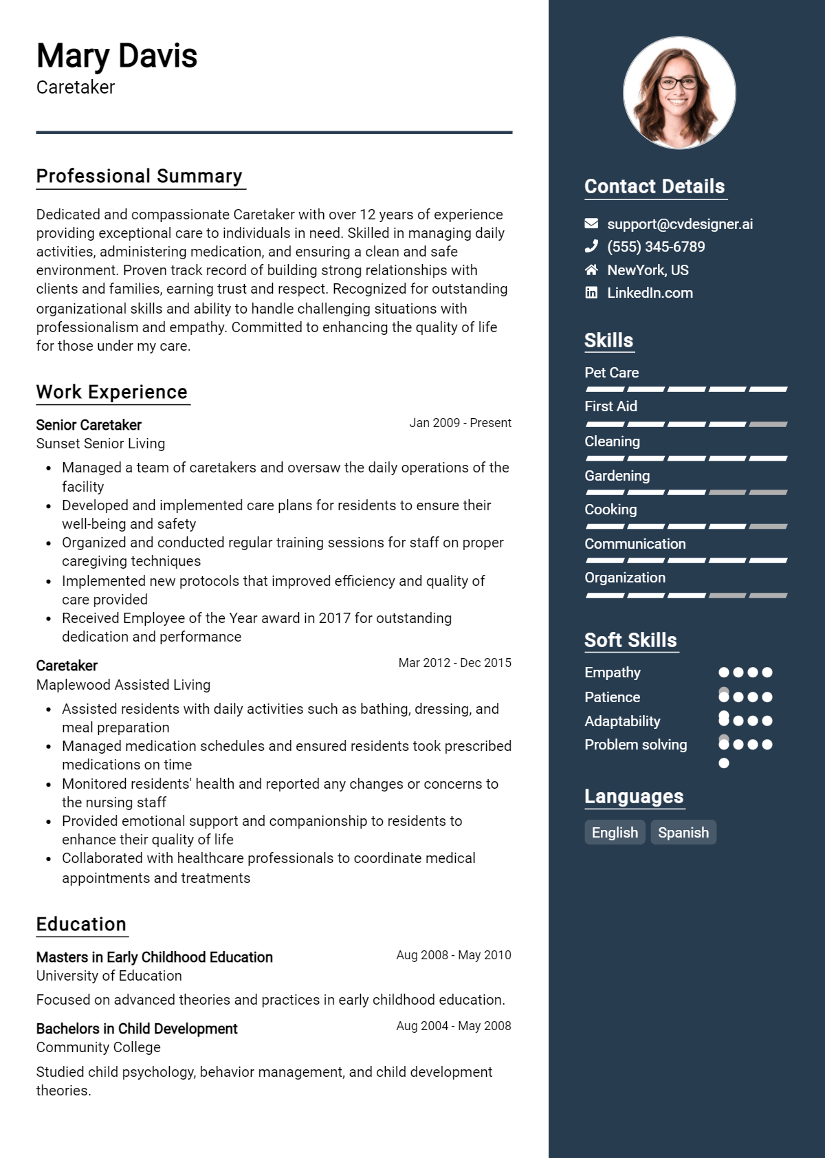 Caretaker Resume Example for 2026: How to Create a Professional CV Preview