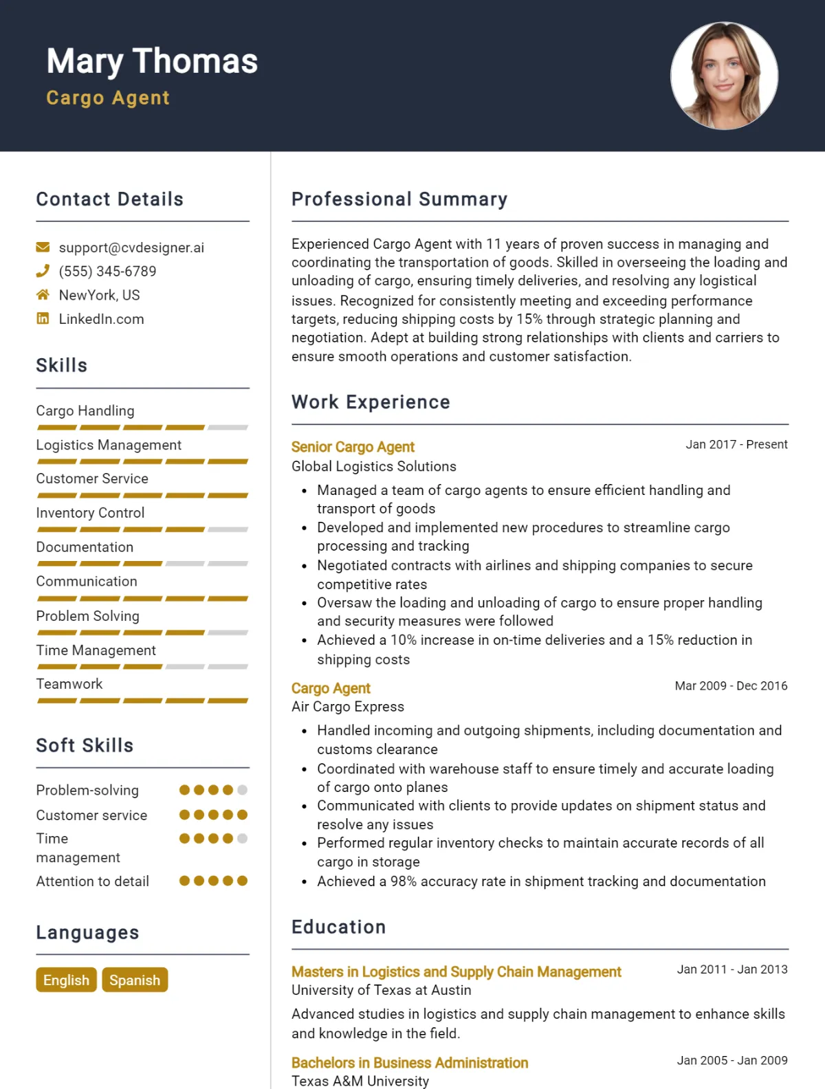 Cargo Agent CV Example For 2026: Effective CV Writing Tips Preview