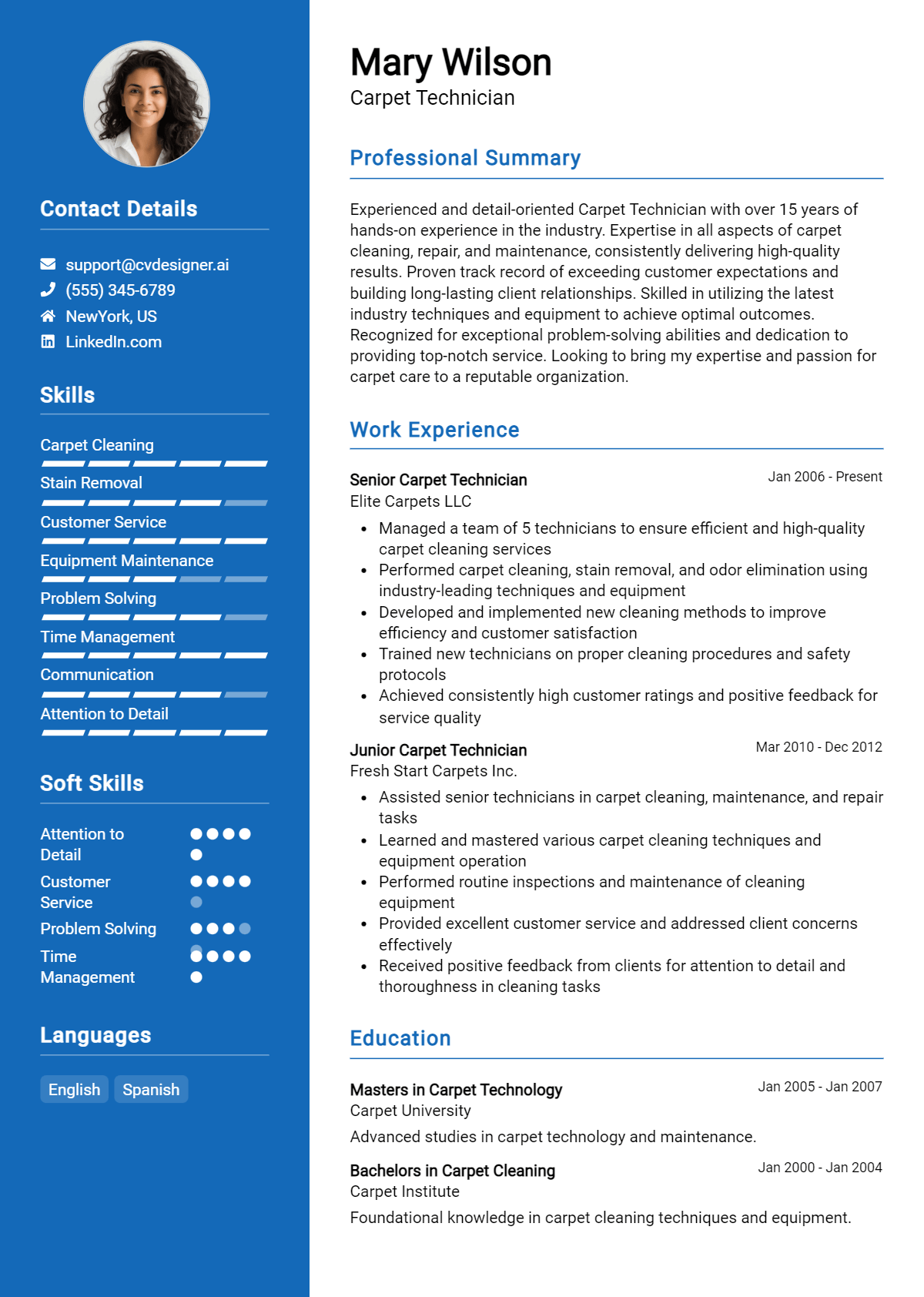 16 Carpet Technician Resume Examples for 2026: How to Craft a Winning CV Preview