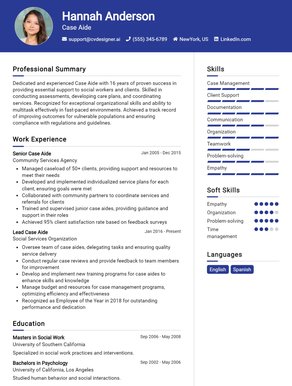 Case Aide CV Example For 2026: Professional CV Templates Preview