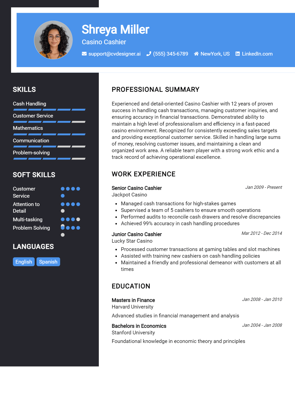 Casino Cashier Resume Example for 2026: How to Craft a Winning CV Preview
