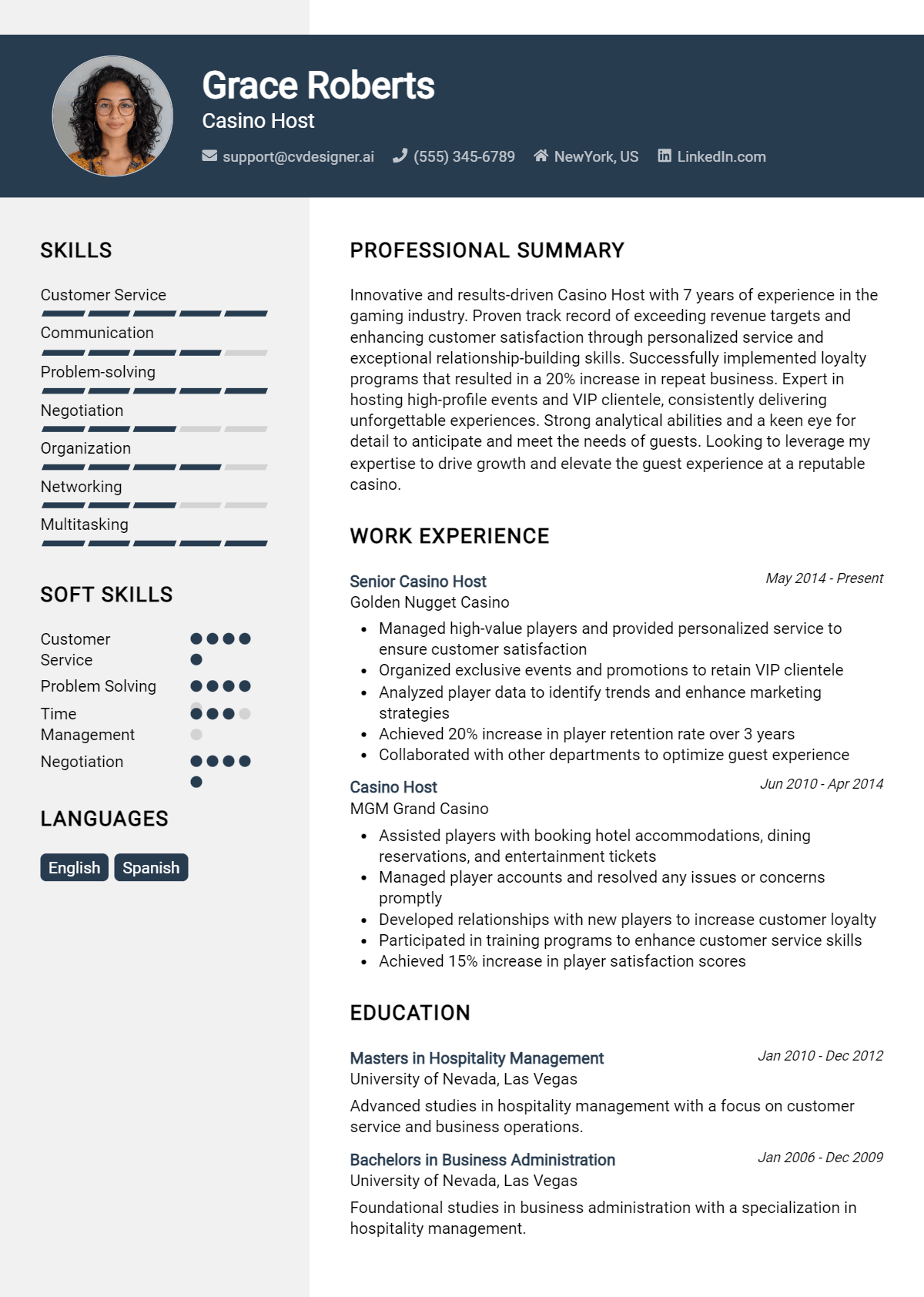 Casino Host Resume Example for 2026: Best Formatting Tips Preview