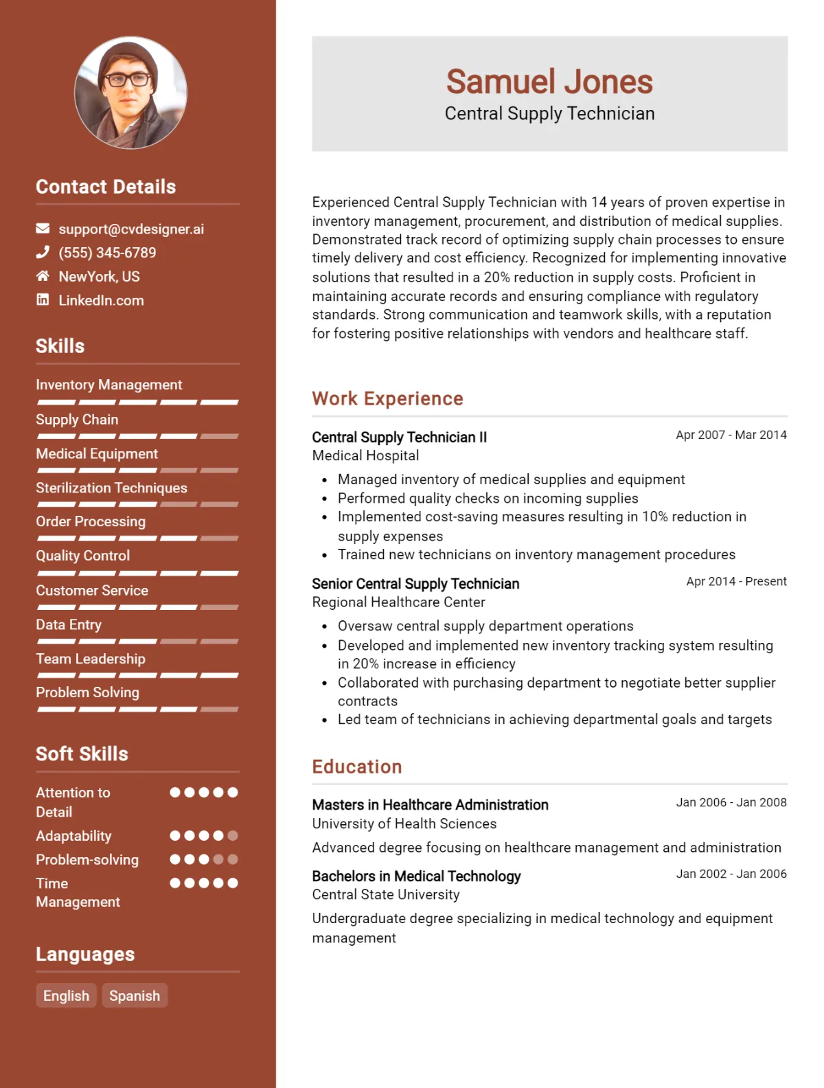 Central Supply Technician CV Example For 2026: How to Craft a Winning CV Preview
