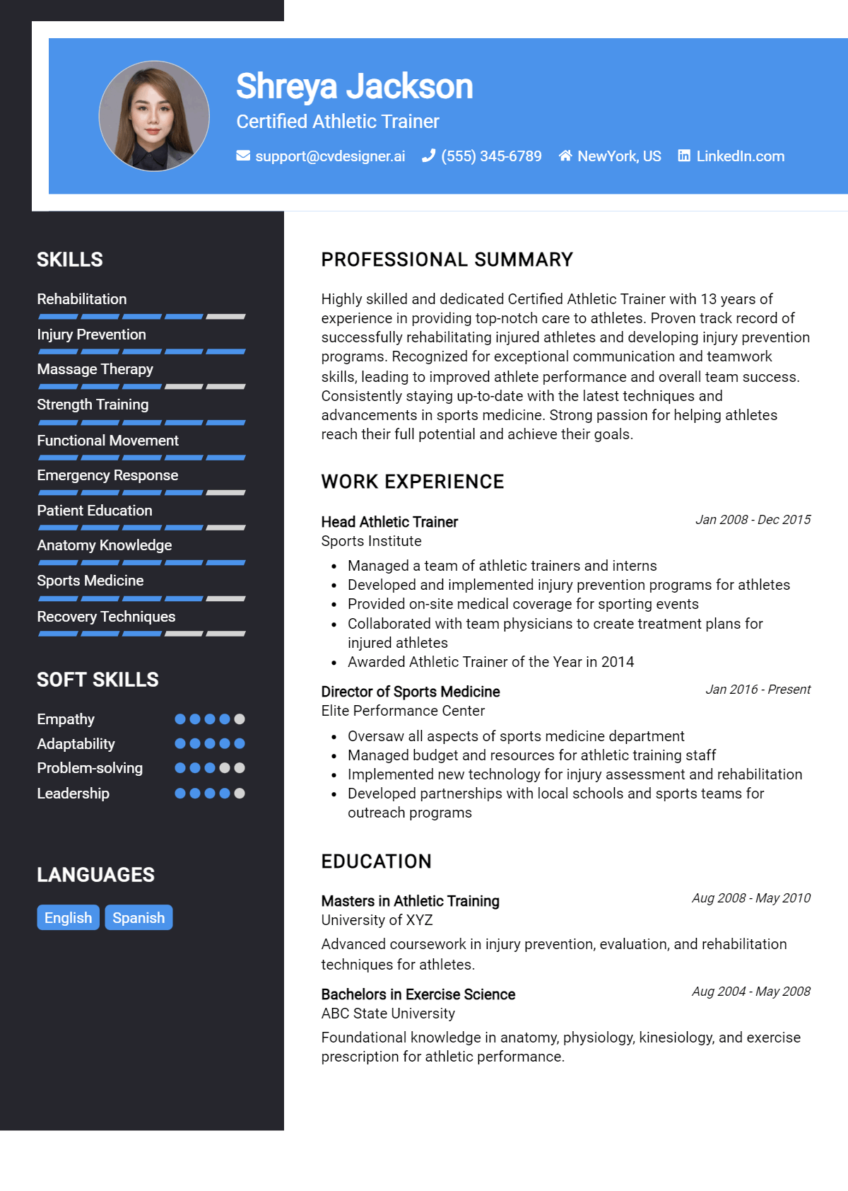 Certified Athletic Trainer Resume Example for 2026: How to Create a Professional CV Preview
