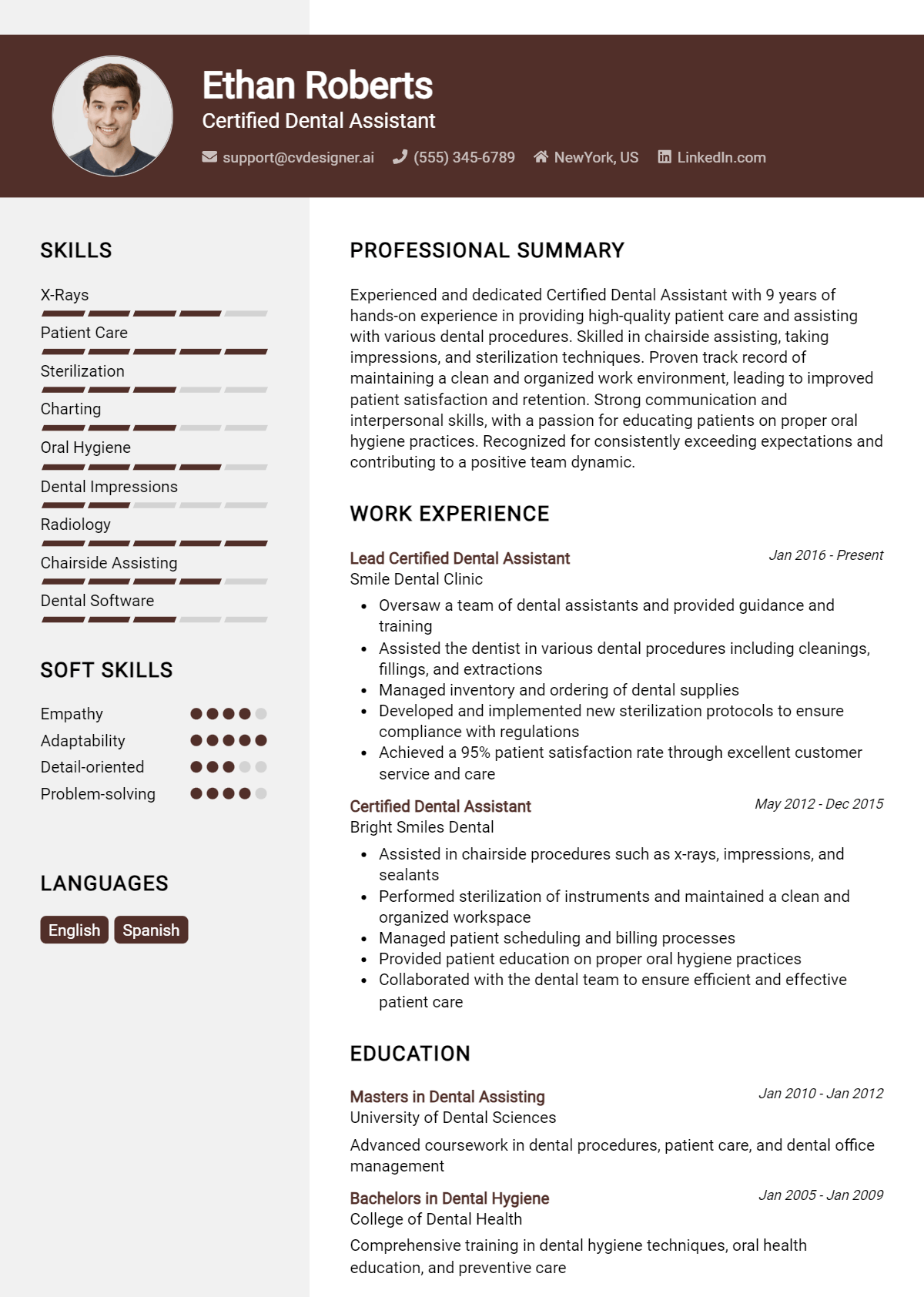 Certified Dental Assistant Resume Example for 2026: Professional CV Templates Preview