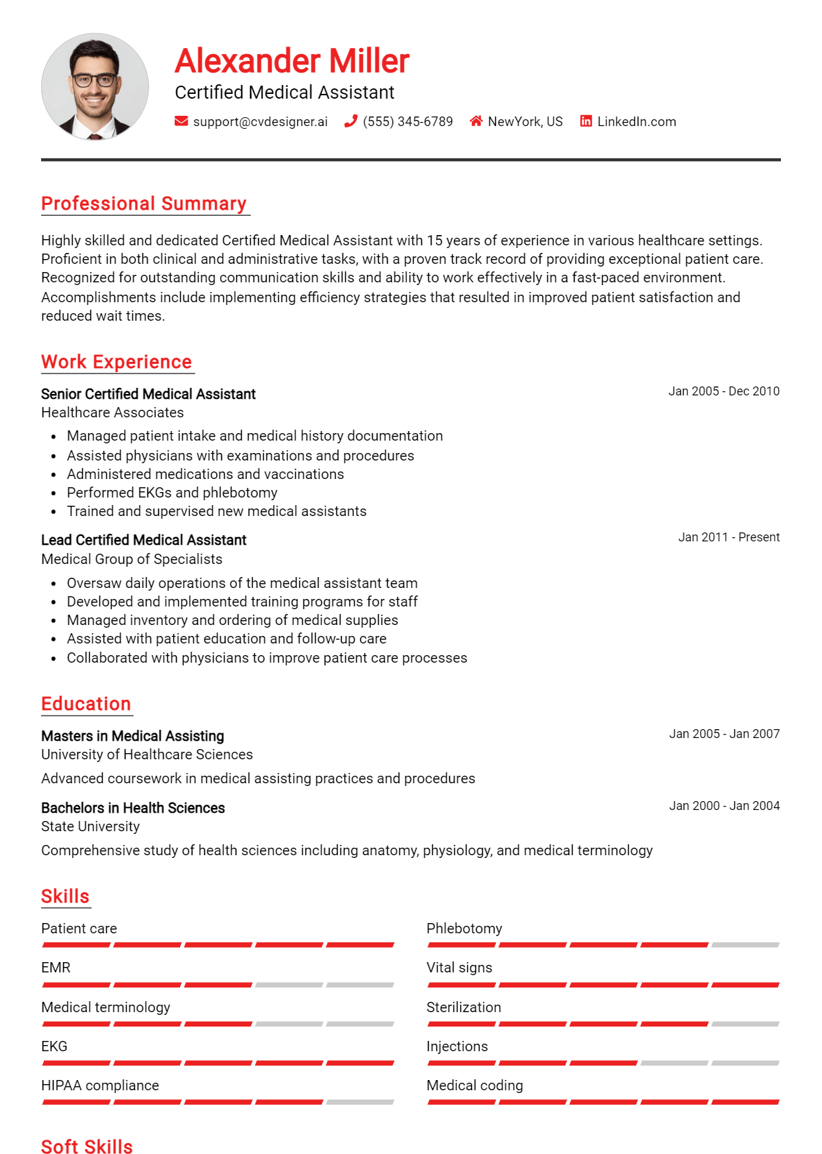Certified Medical Assistant Resume Example for 2026: Samples & Best Practices Preview