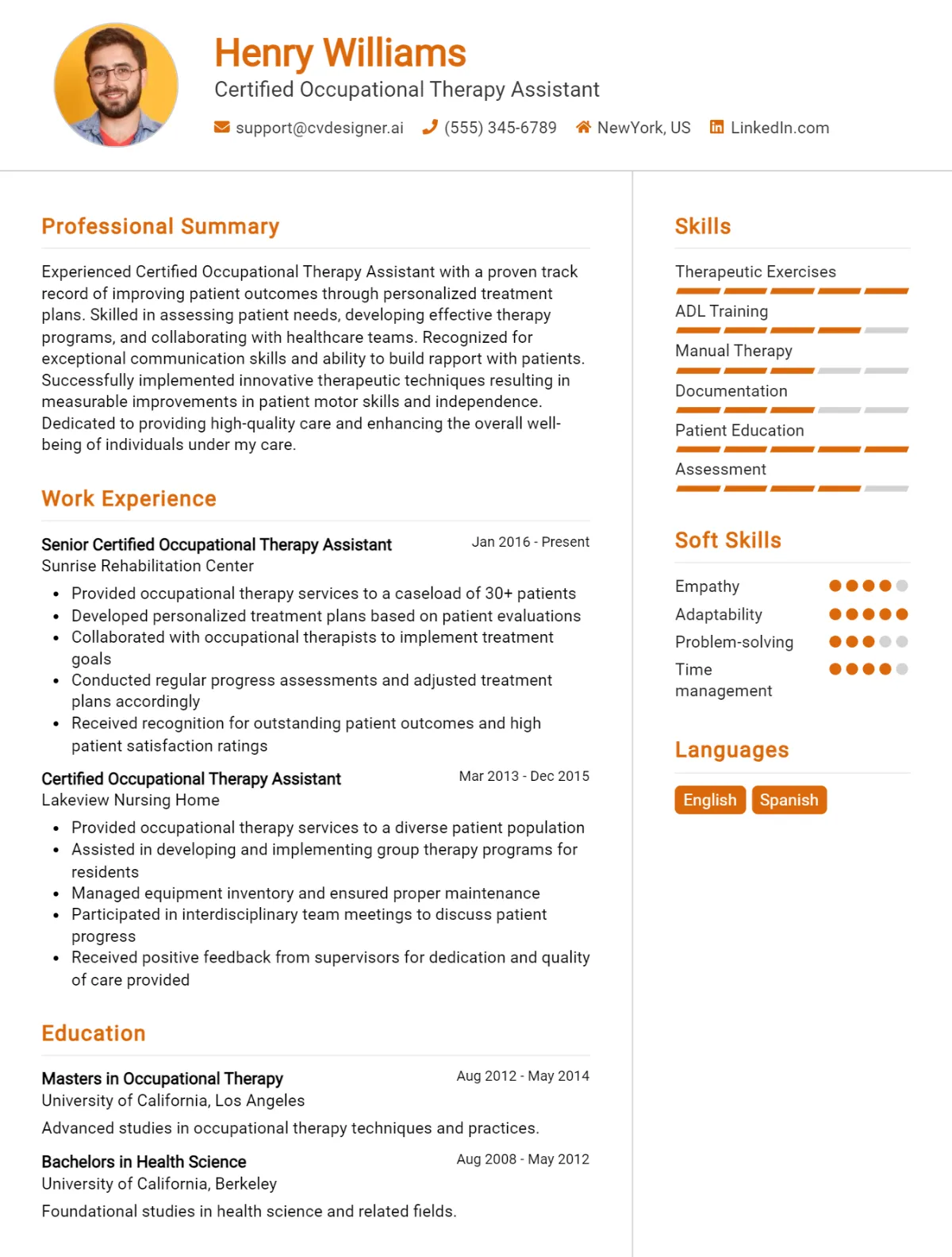Certified Occupational Therapy Assistant CV Example For 2026: Best Writing Guide Preview