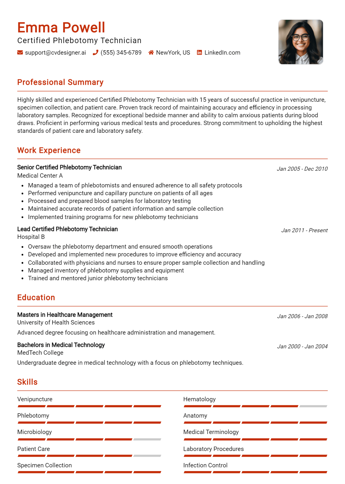 Certified Phlebotomy Technician Resume Example for 2026: Proven Tips & Templates Preview