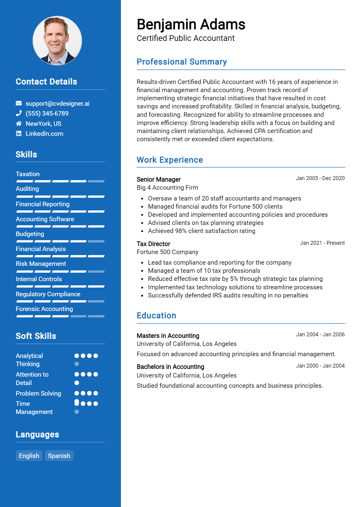 Certified Public Accountant Resume Example for 2026: Free Professional Templates Preview
