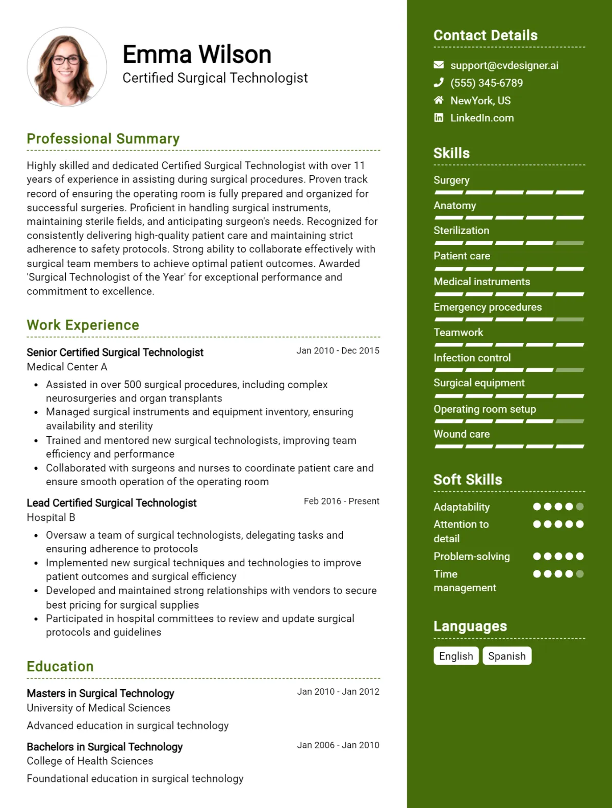 Certified Surgical Technologist CV Example For 2026: Tips to Stand Out Preview