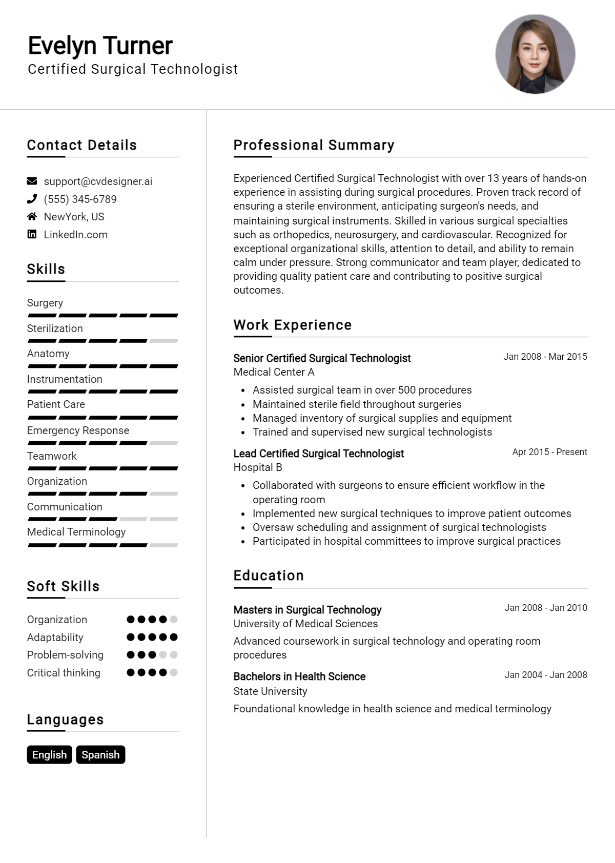 Certified Surgical Technologist Resume Example for 2026: Free Downloadable Templates Preview