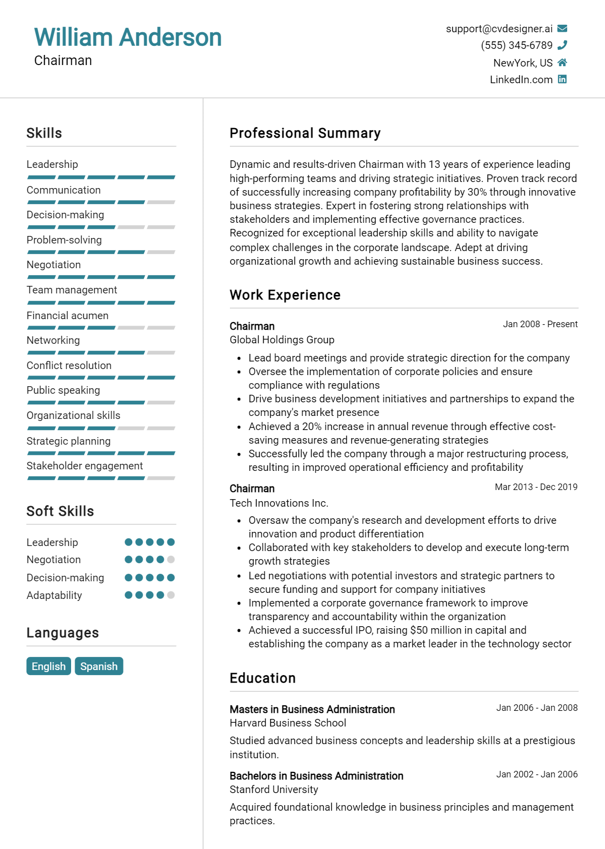 Chairman Resume Example for 2026: Ultimate Guide Preview