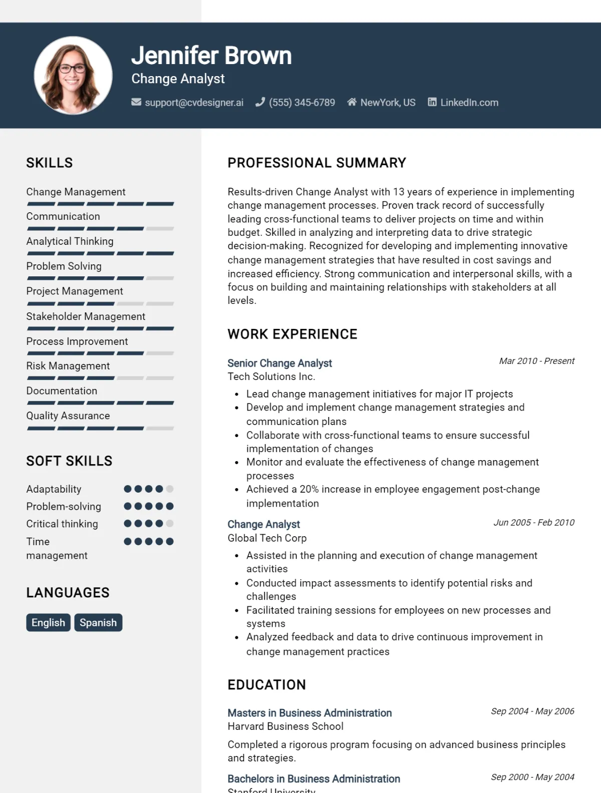 Change Analyst CV Example For 2026: How to Create a Professional CV Preview