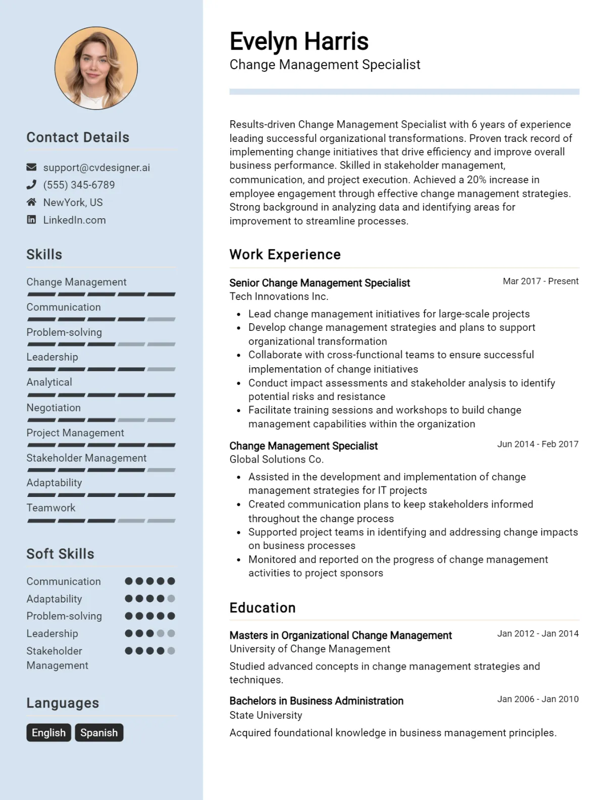 Change Management Specialist CV Example For 2026: Best Writing Guide Preview