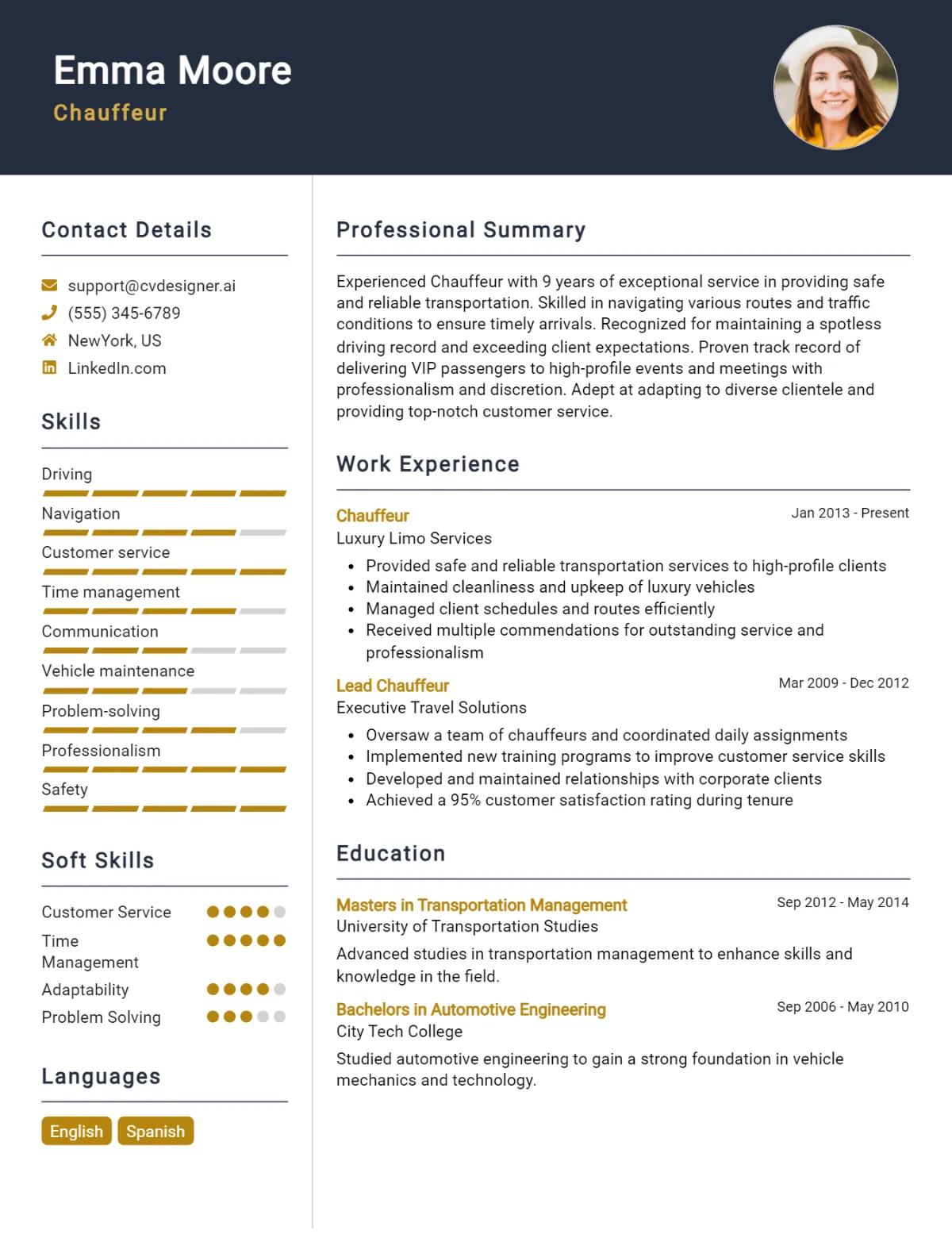 Chauffeur CV Example For 2026: Tips to Stand Out Preview