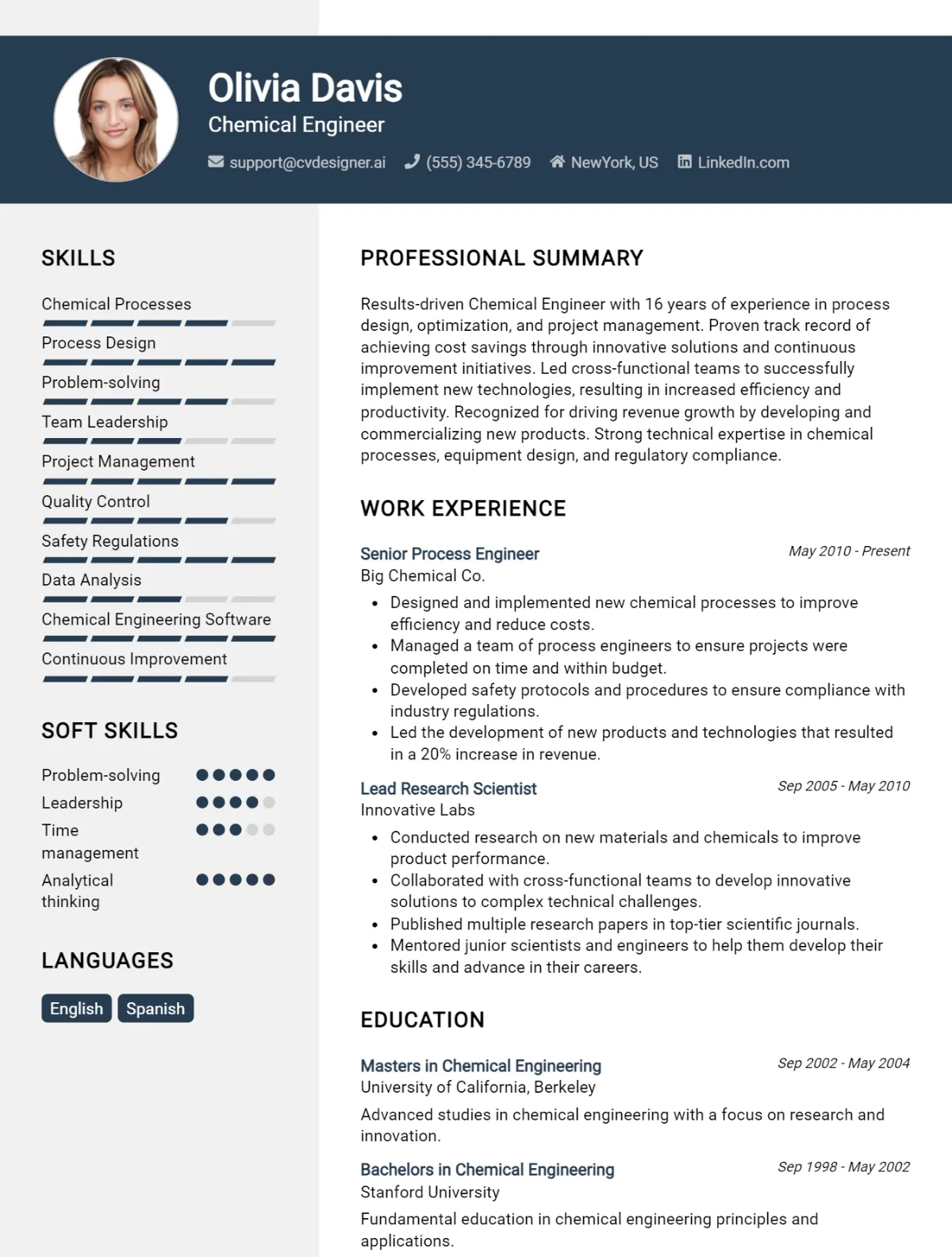 Chemical Engineer CV Example For 2026: Strategies & Templates Preview