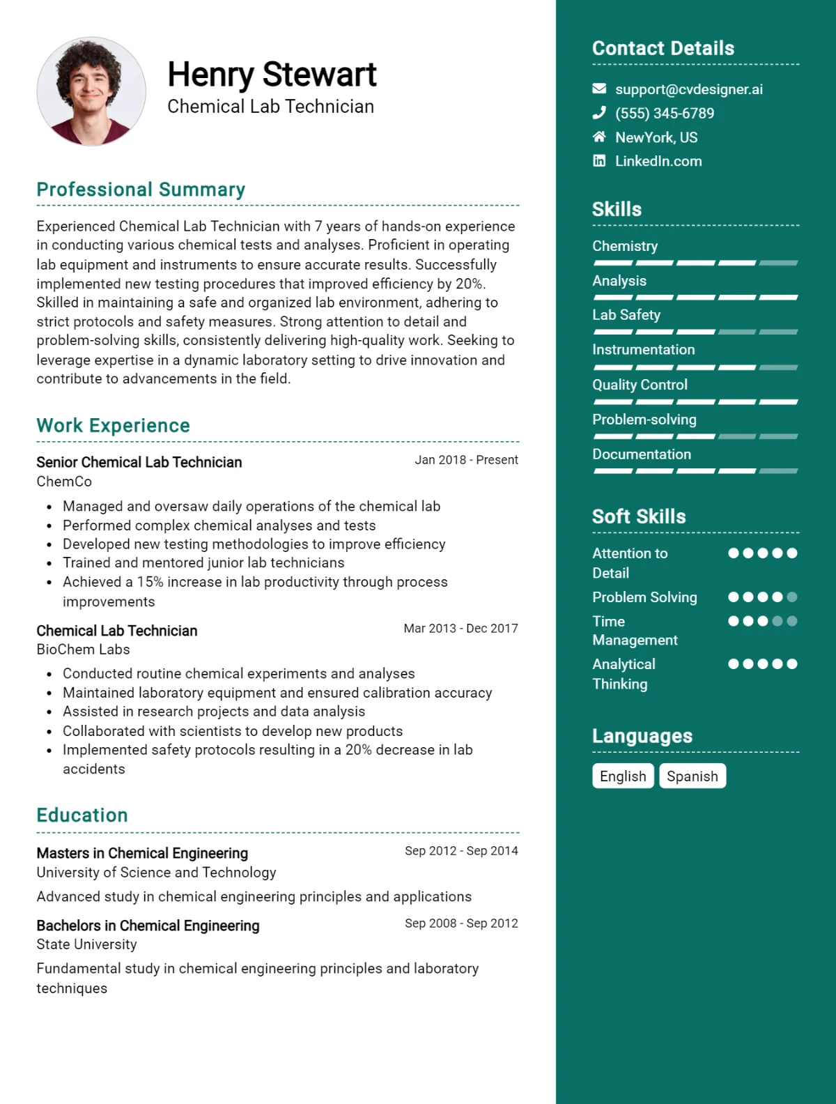 Chemical Lab Technician CV Example For 2026: Best Writing Guide Preview