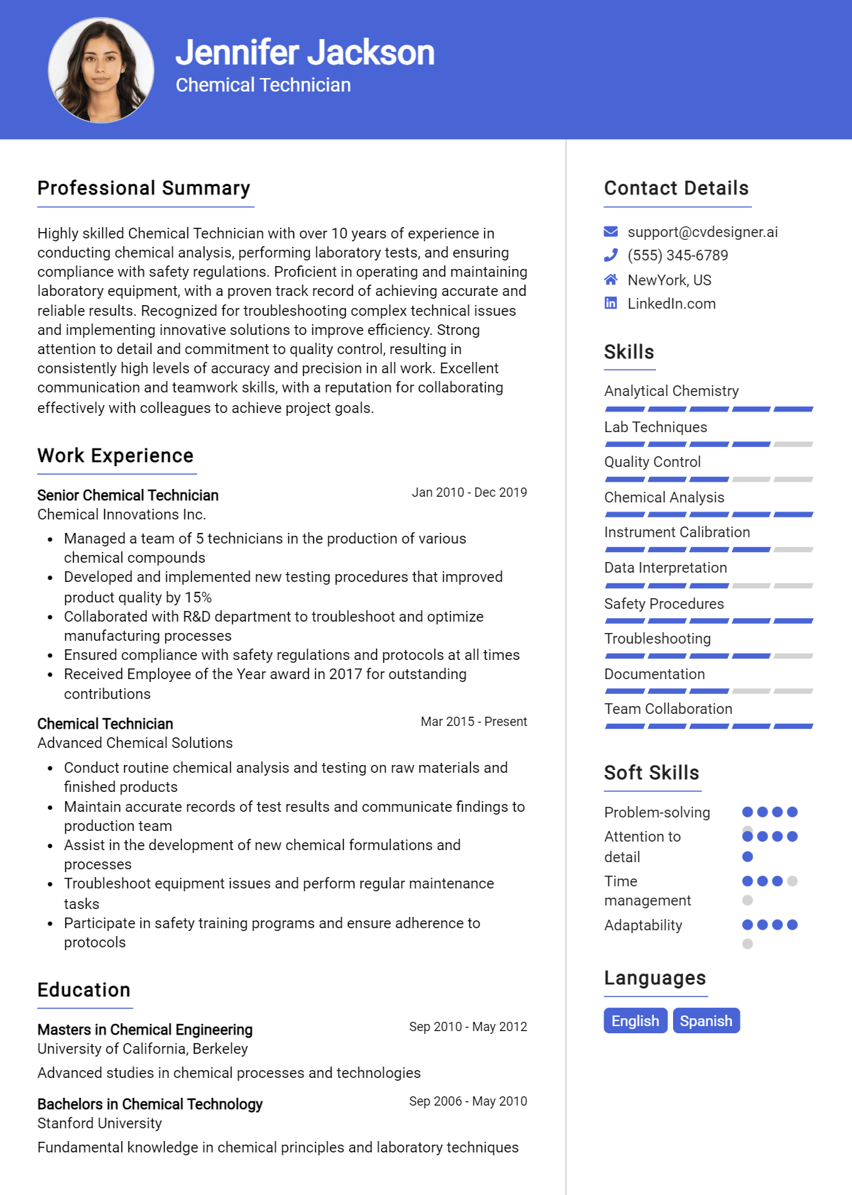 Chemical Technician Resume Example for 2026: Strategies & Templates Preview