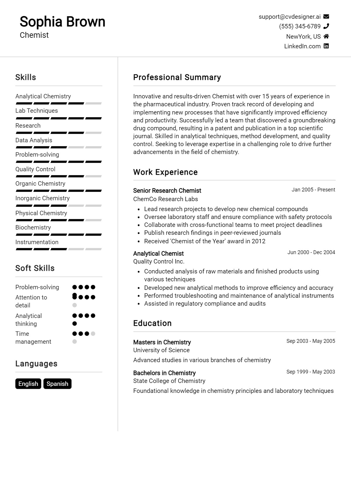 Chemist Resume Example for 2026: Strategies & Templates Preview