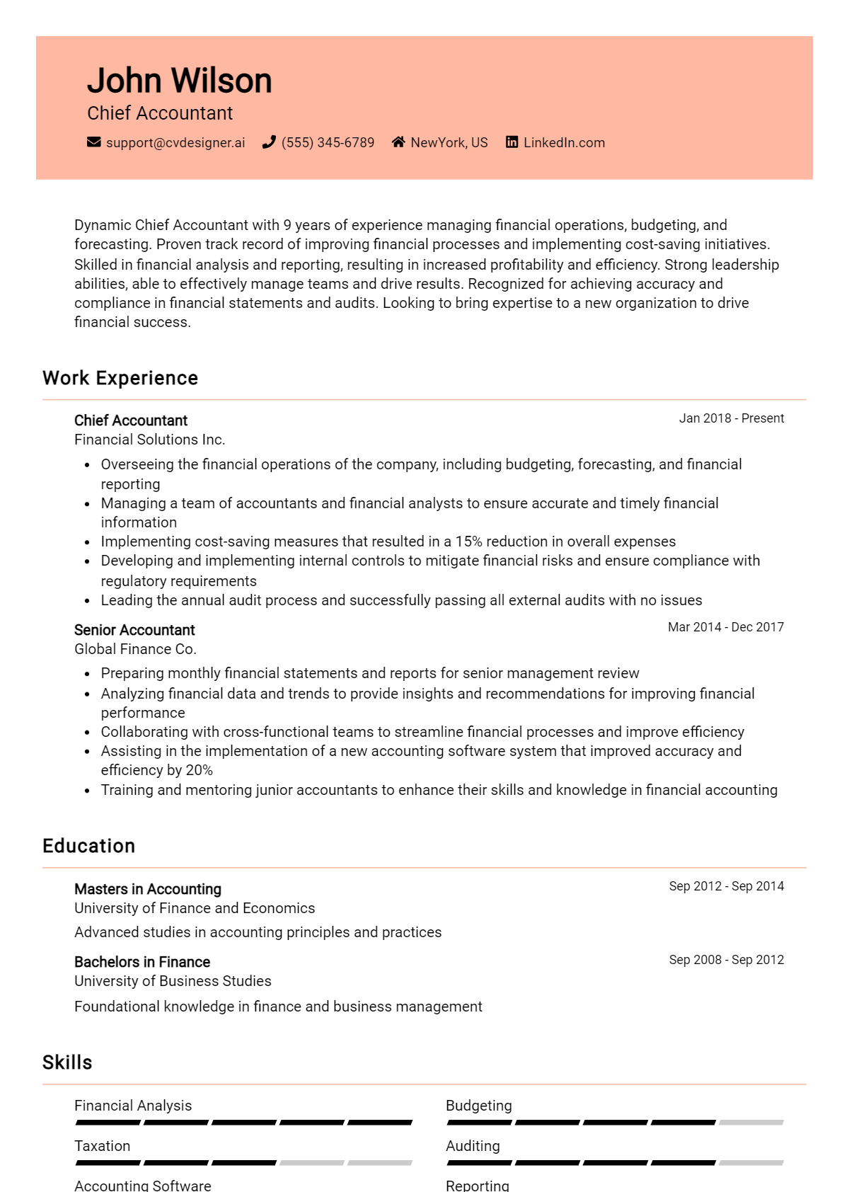 Chief Accountant Resume Example for 2026: Tips to Stand Out Preview