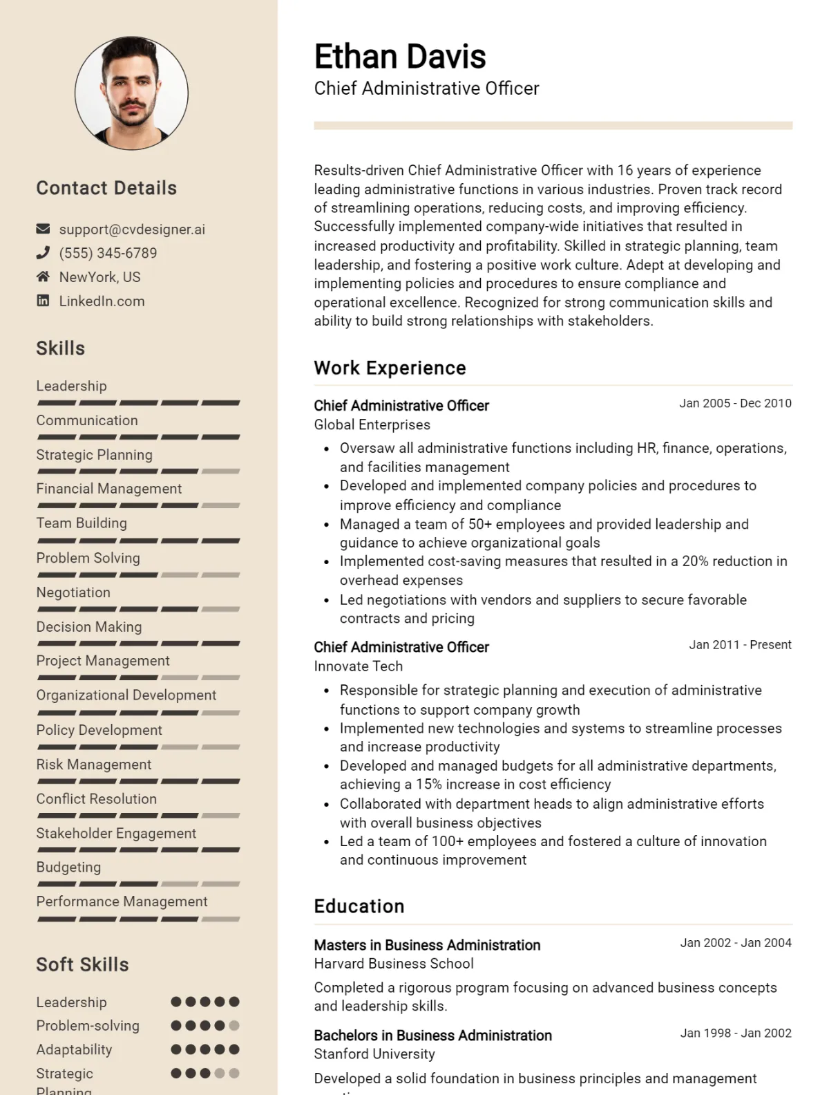 Chief Administrative Officer CV Example For 2026: How to Craft a Winning CV Preview