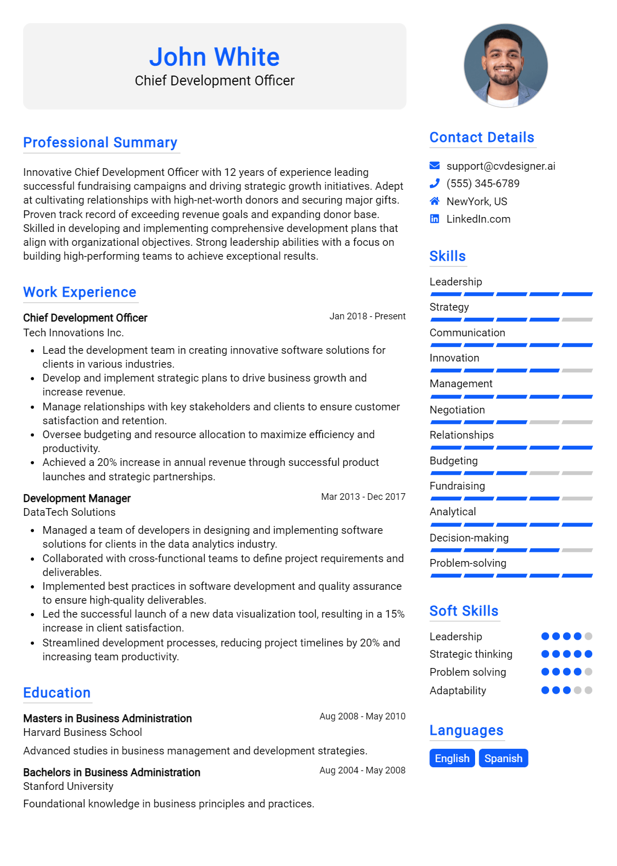 Chief Development Officer Resume Example for 2026: Top Templates Preview
