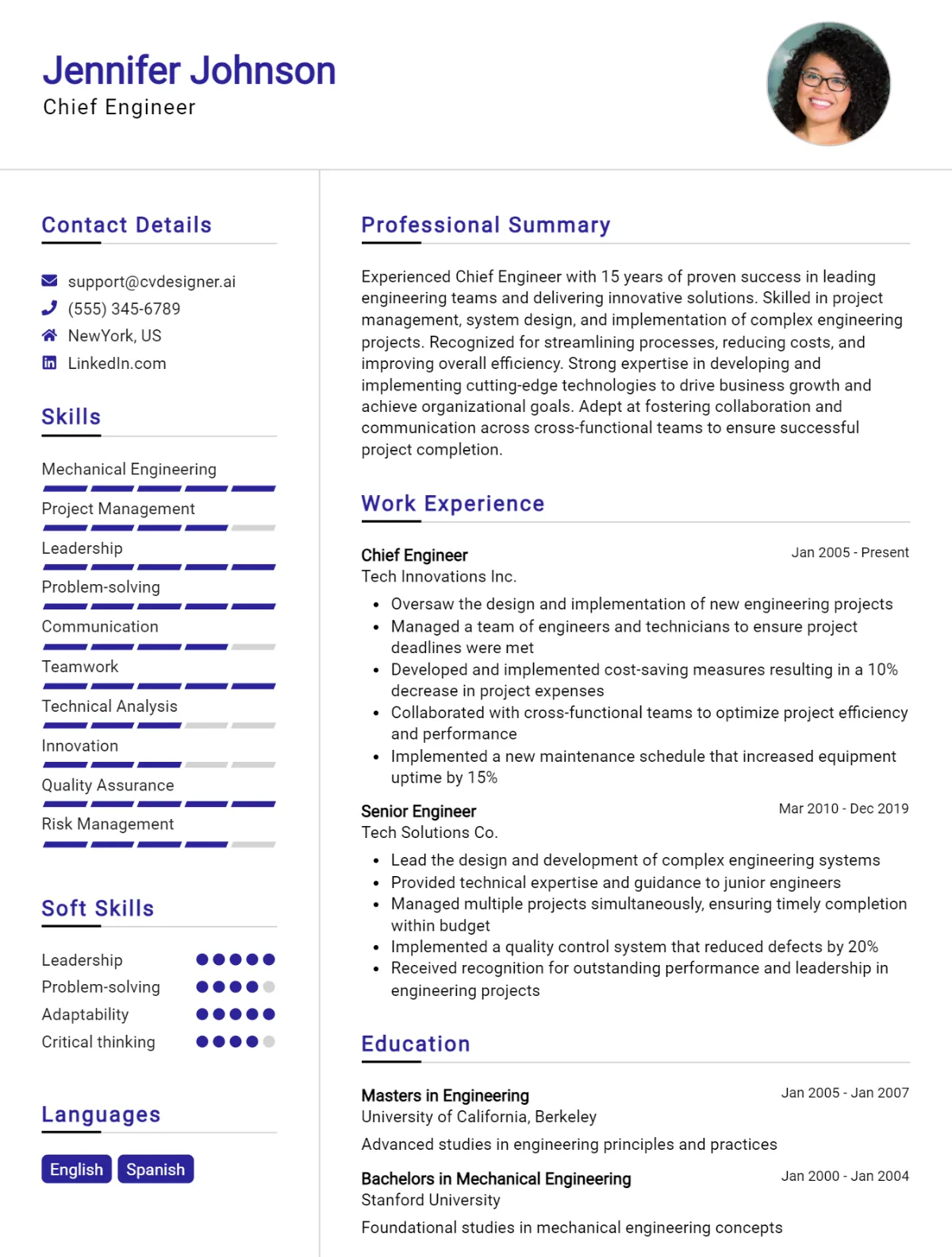 Chief Engineer CV Example For 2026: Expert Tips & Templates Preview