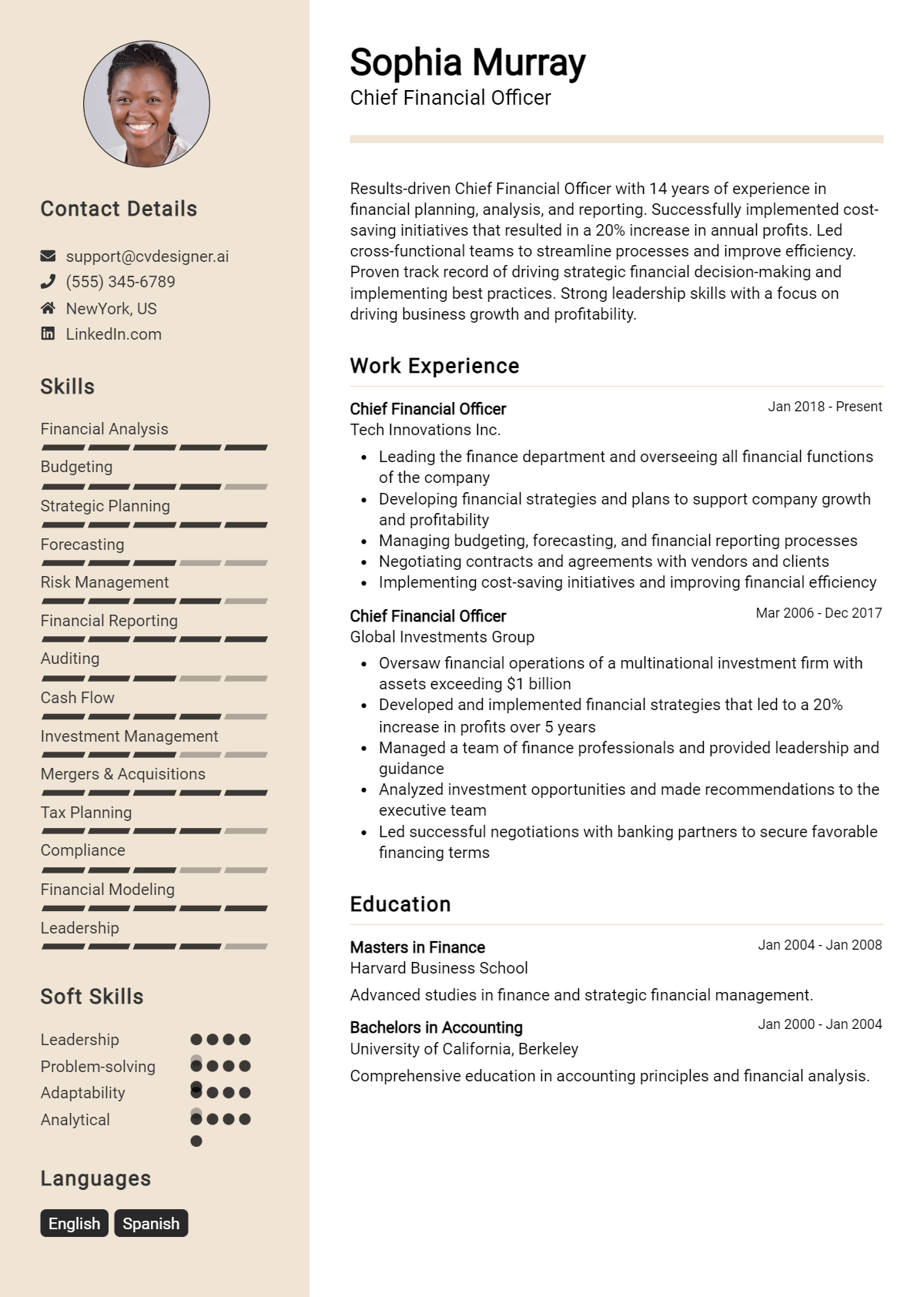 Chief Financial Officer Resume Example for 2026: How to Craft a Winning CV Preview