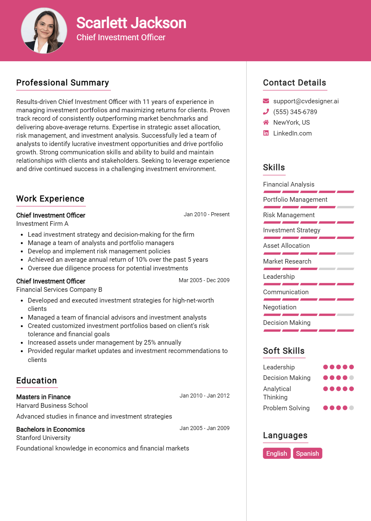 Chief Investment Officer Resume Example for 2026: How to Craft a Winning CV Preview