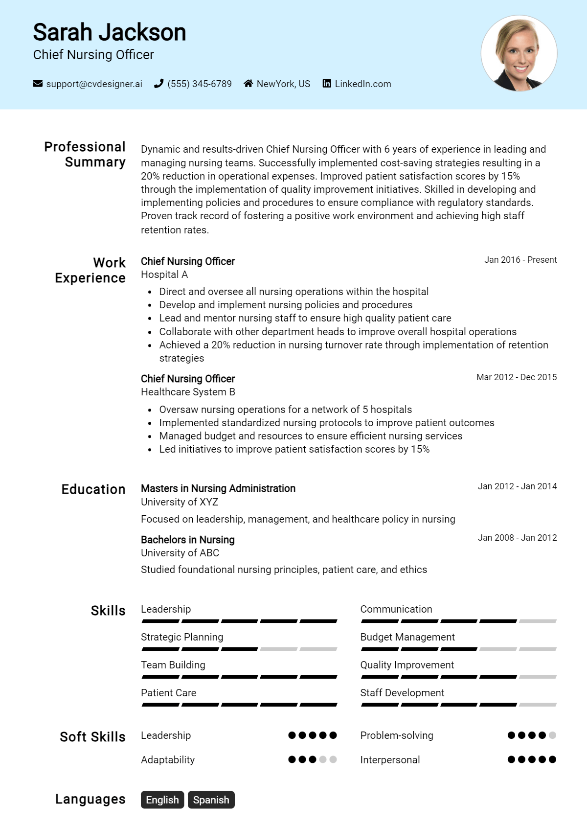 Chief Nursing Officer Resume Example for 2026: Best Writing Guide Preview