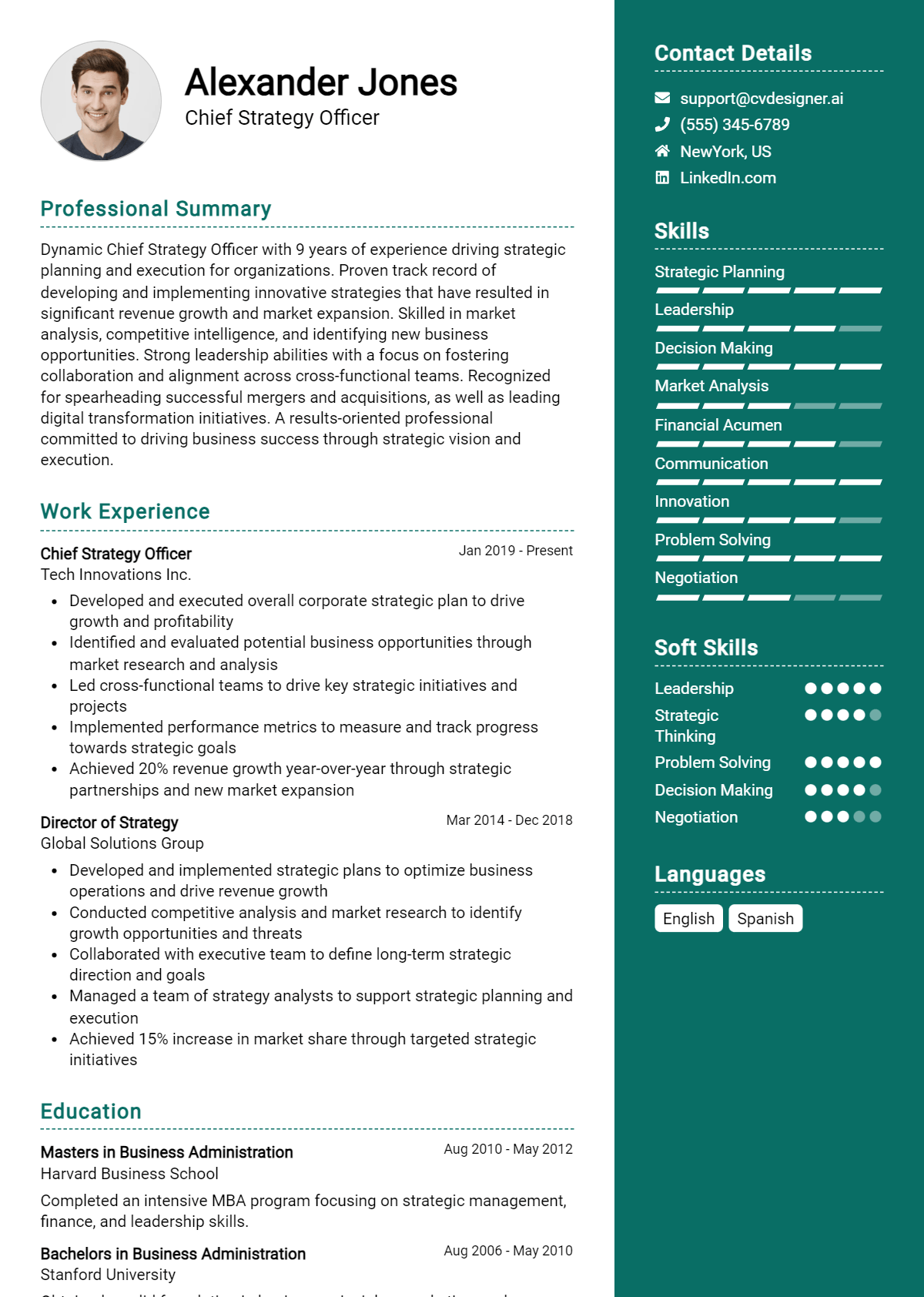 Chief Strategy Officer Resume Example for 2026: Free Templates Preview